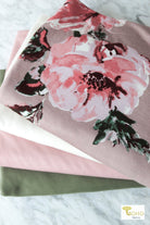 04/24/2024 Fabric Happy Hour! Dusty Pink Peonies, Knit Bundle. READY TO SHIP! - Boho Fabrics - Fabric Bundles
