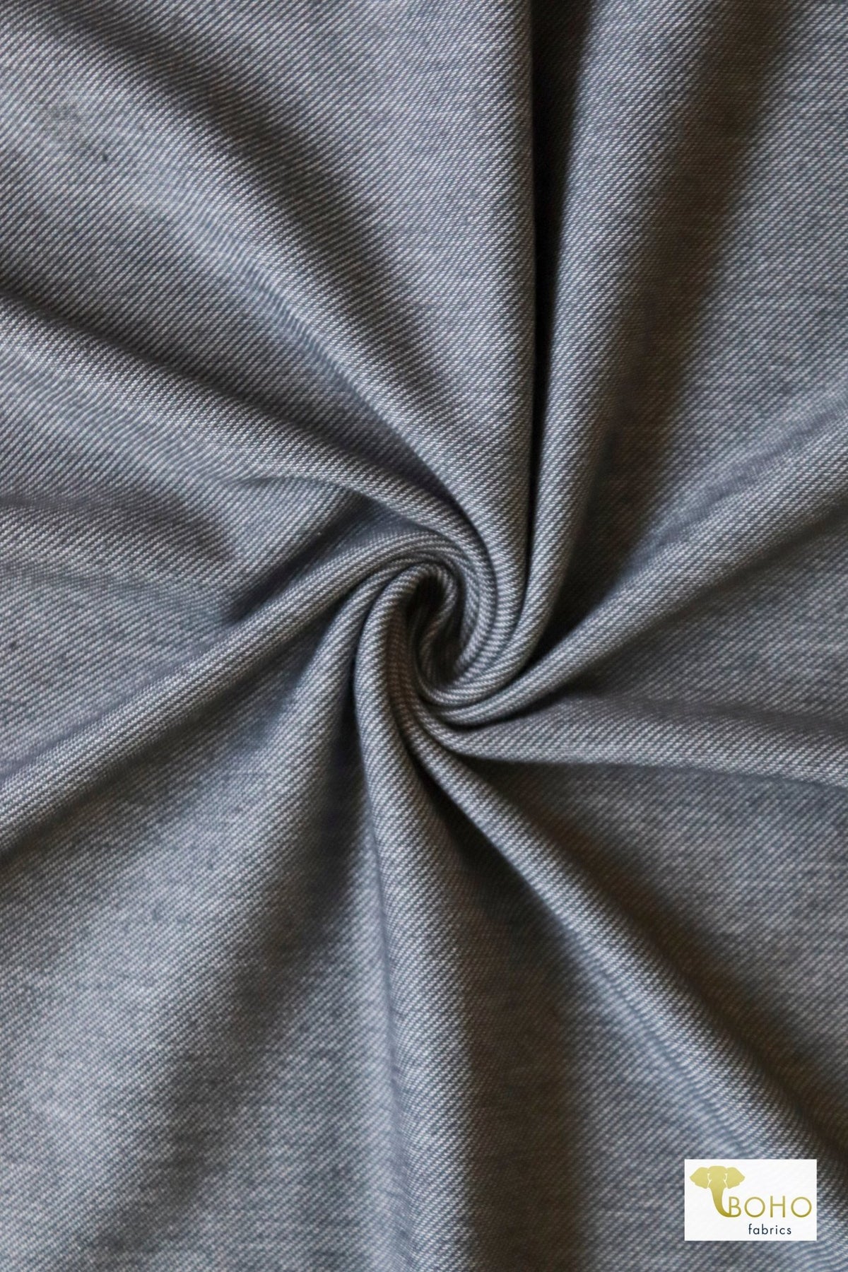 1 Yard- Last Cuts! Gray Stretch Denim, Athletic Knit Fabric - Boho Fabrics