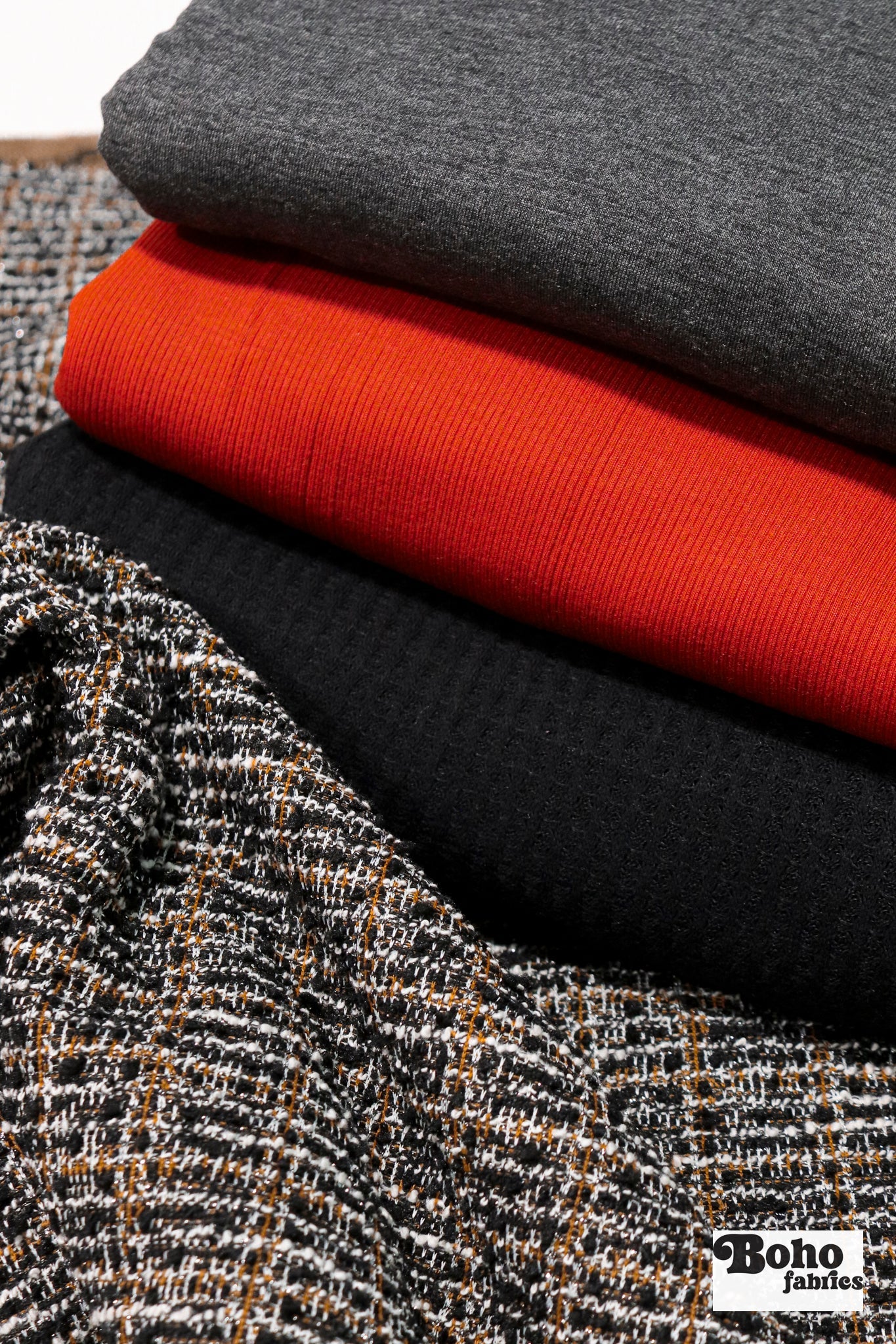 10/02/2025 Fabric Happy Hour, Haunted Haute, Knit Bundle. Ready to Ship! - Boho Fabrics - Trims