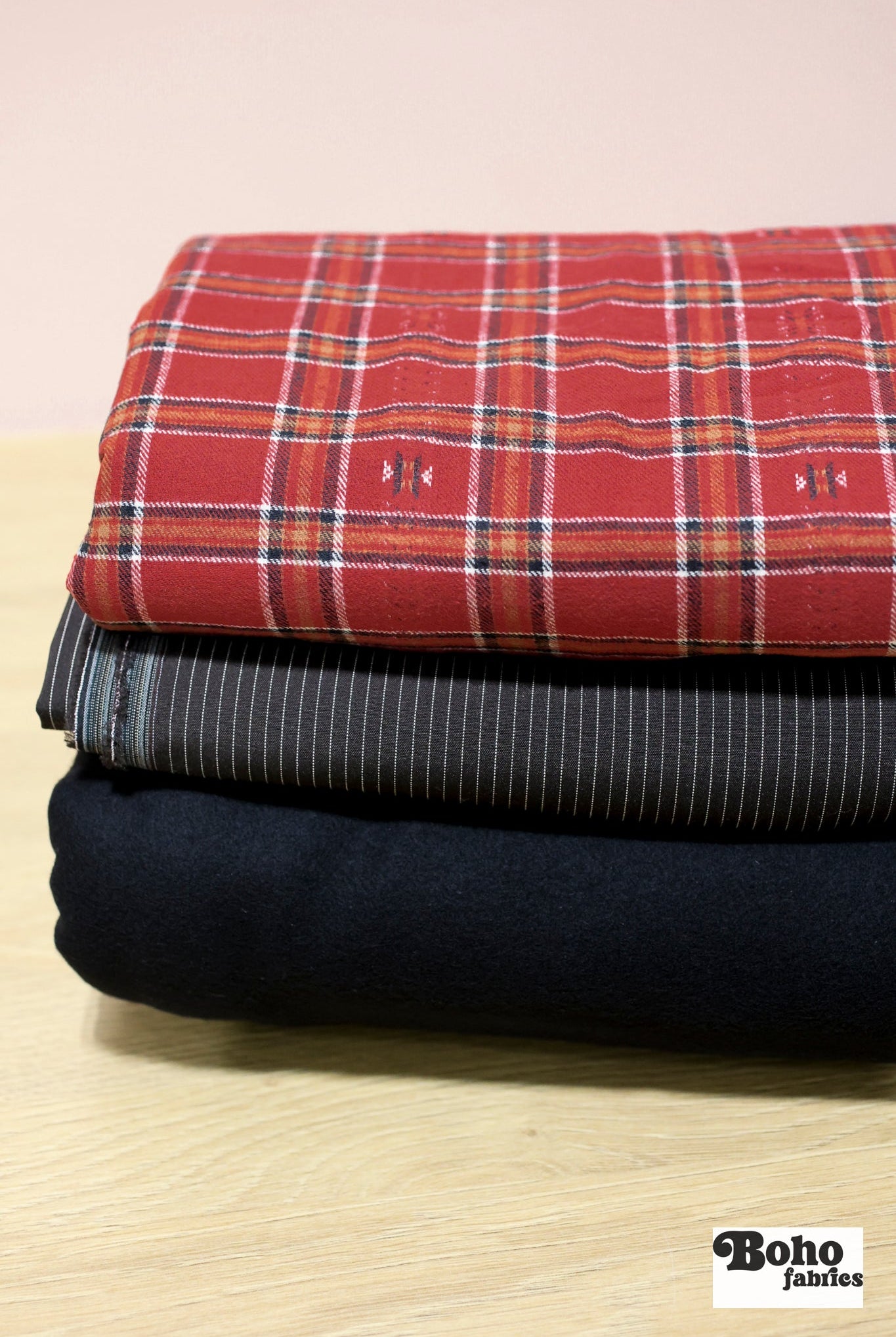 10/21/2025 Fabric Happy Hour. Italian Black Wool Preview Bundle. Ready to Ship! - Boho Fabrics - Fabric Bundles