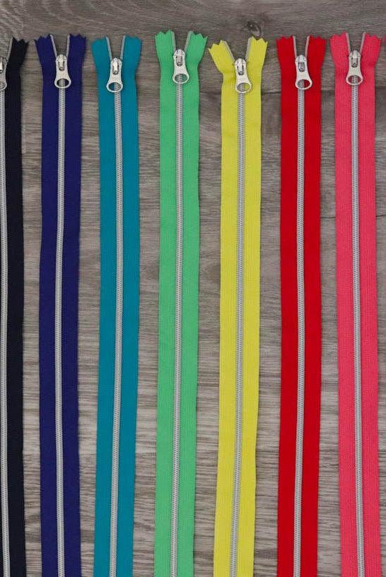14" Zippers with Rounded Silver Toggle - Boho Fabrics