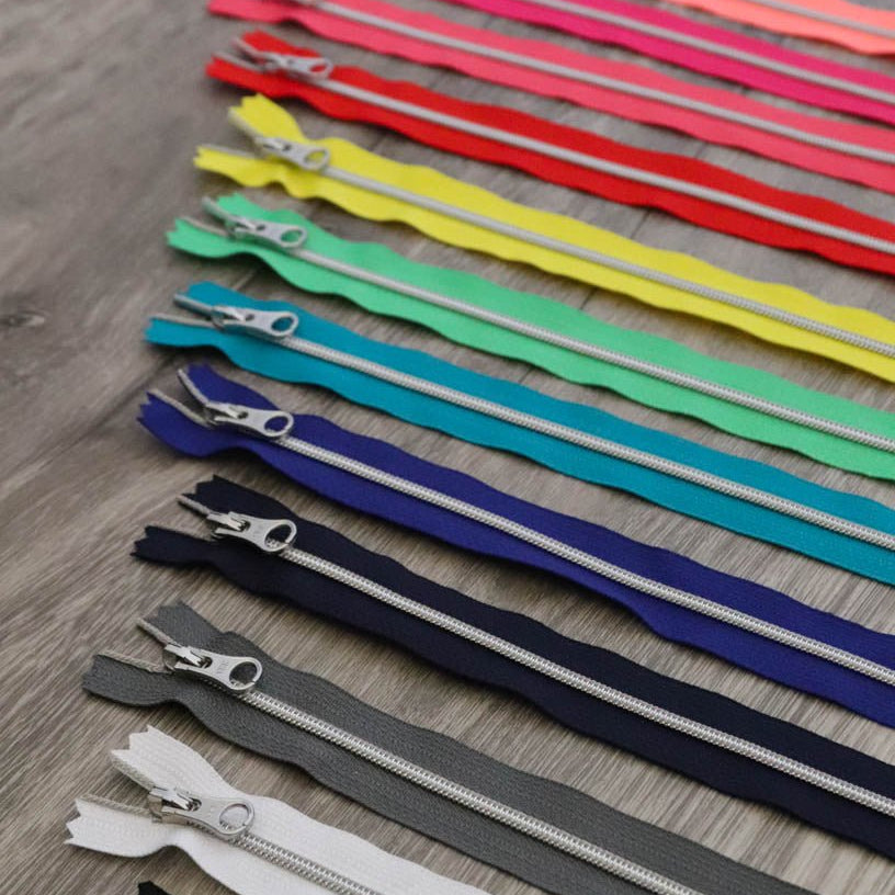 15" Zippers with Rounded Silver Toggle - Boho Fabrics