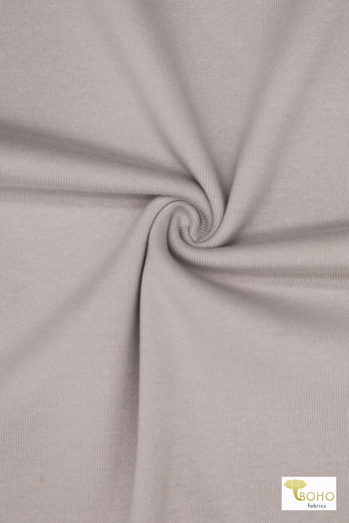 1x1 Rib Knit, Whisper Gray. SOLD BY THE HALF YARD! - Boho Fabrics - Rib Solid, Knit Fabric