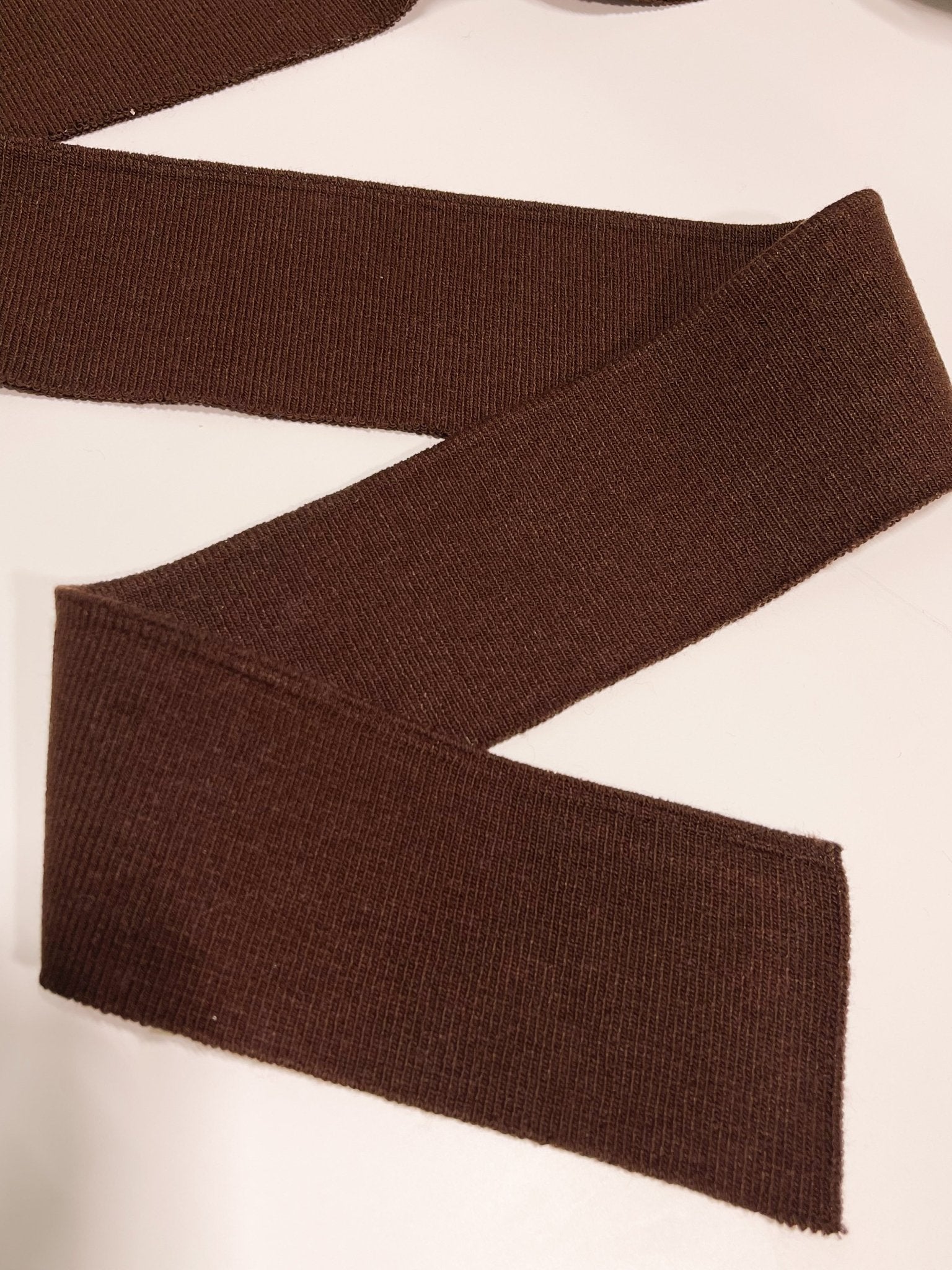 2 5/8" Warm Brown, Cuff/Ribbing. Sold per package of 1.5 yards - Boho Fabrics - Rib Solid, Knit Fabric