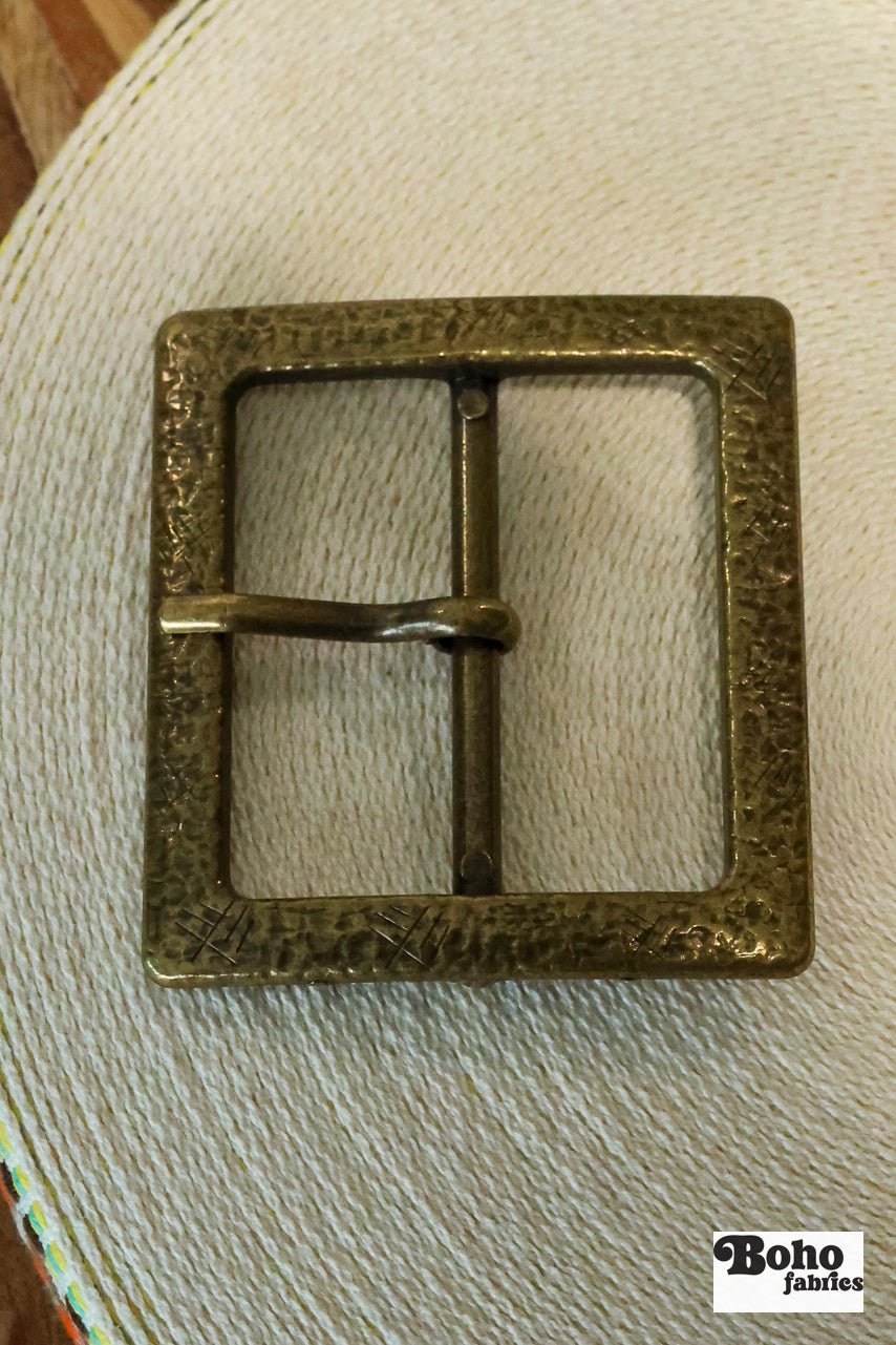 2" Antiqued Brass - Look Single Prong Belt Buckle - Boho Fabrics - Bag Hardware