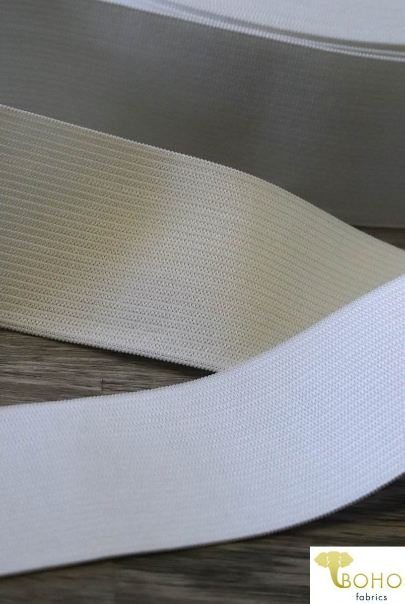 2" Pre-Shrunk Knitted Elastic in White - Boho Fabrics