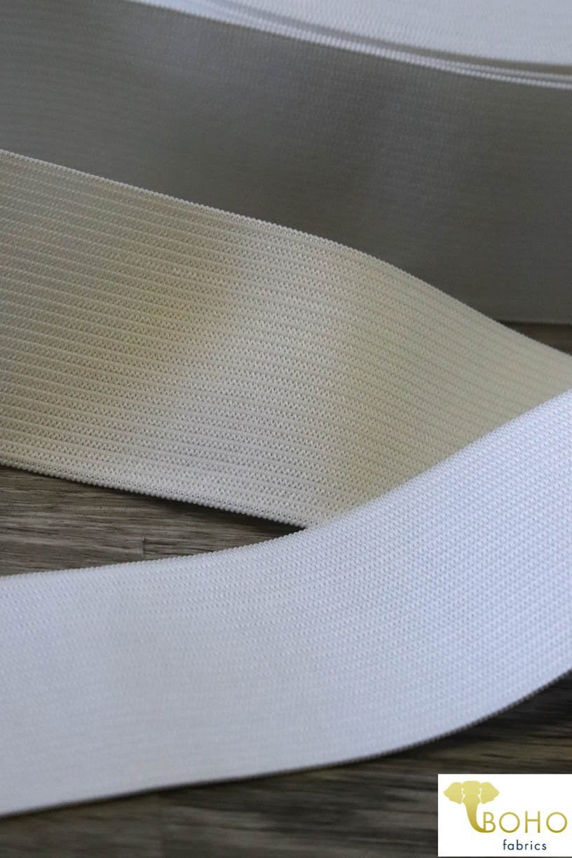 2" Pre-Shrunk Knitted Elastic in White - Boho Fabrics