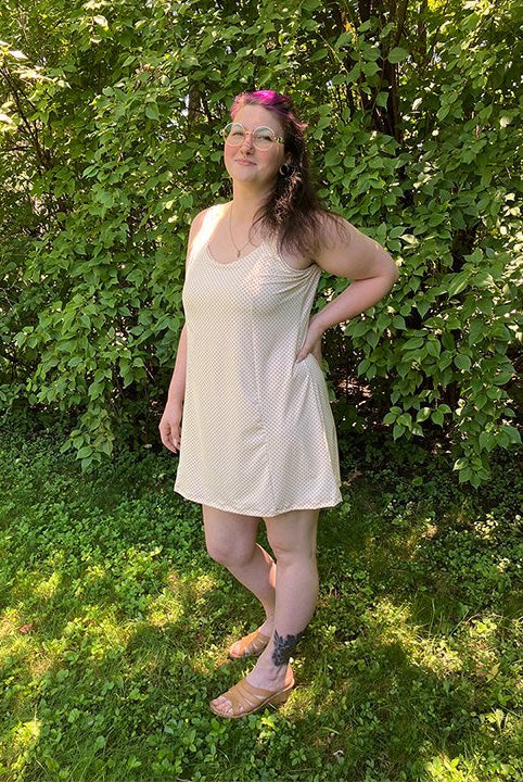 2 Yard & 3 Yard Precuts! Small Pink Polka Dots on Ivory, Athletic Knit Fabric - Boho Fabrics - Athletic Knit Fabric