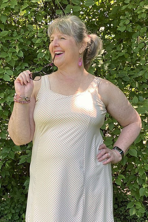 2 Yard & 3 Yard Precuts! Small Pink Polka Dots on Ivory, Athletic Knit Fabric - Boho Fabrics - Athletic Knit Fabric