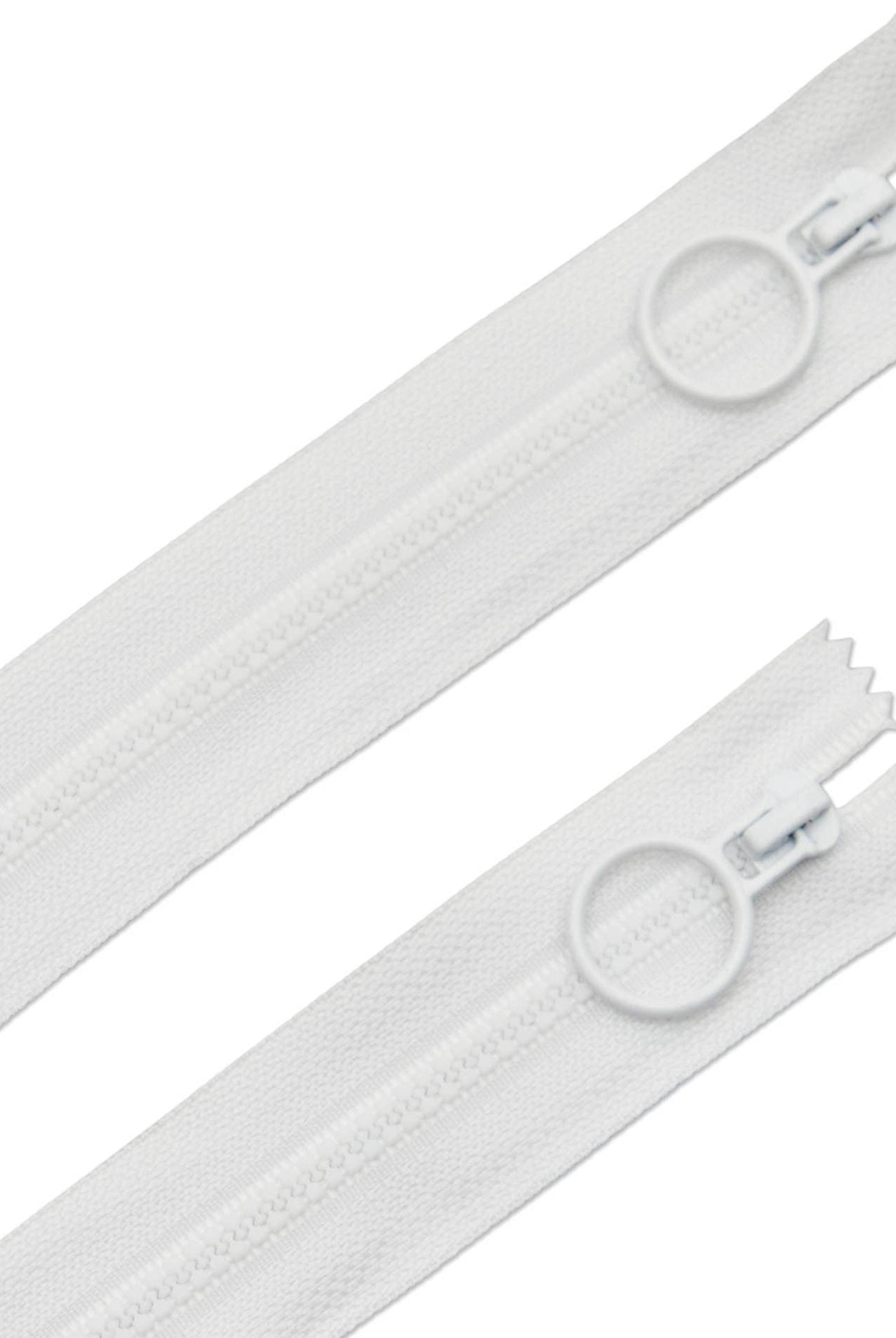 20" White Hoop Pull Zipper (2 pk) (ZW6752) - Boho Fabrics - Zippers
