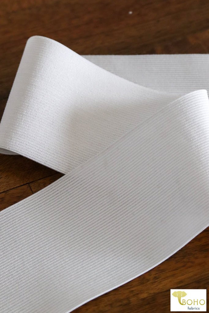 2.5" Wide White Knitted Elastic - Boho Fabrics