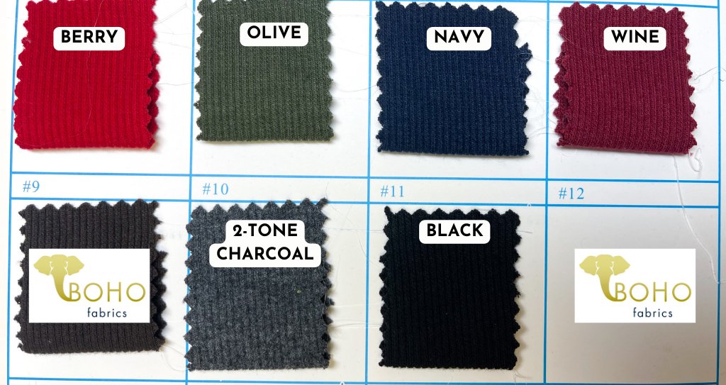 2x1 Rib Knit, CUFF. SOLD BY THE HALF YARD - Boho Fabrics