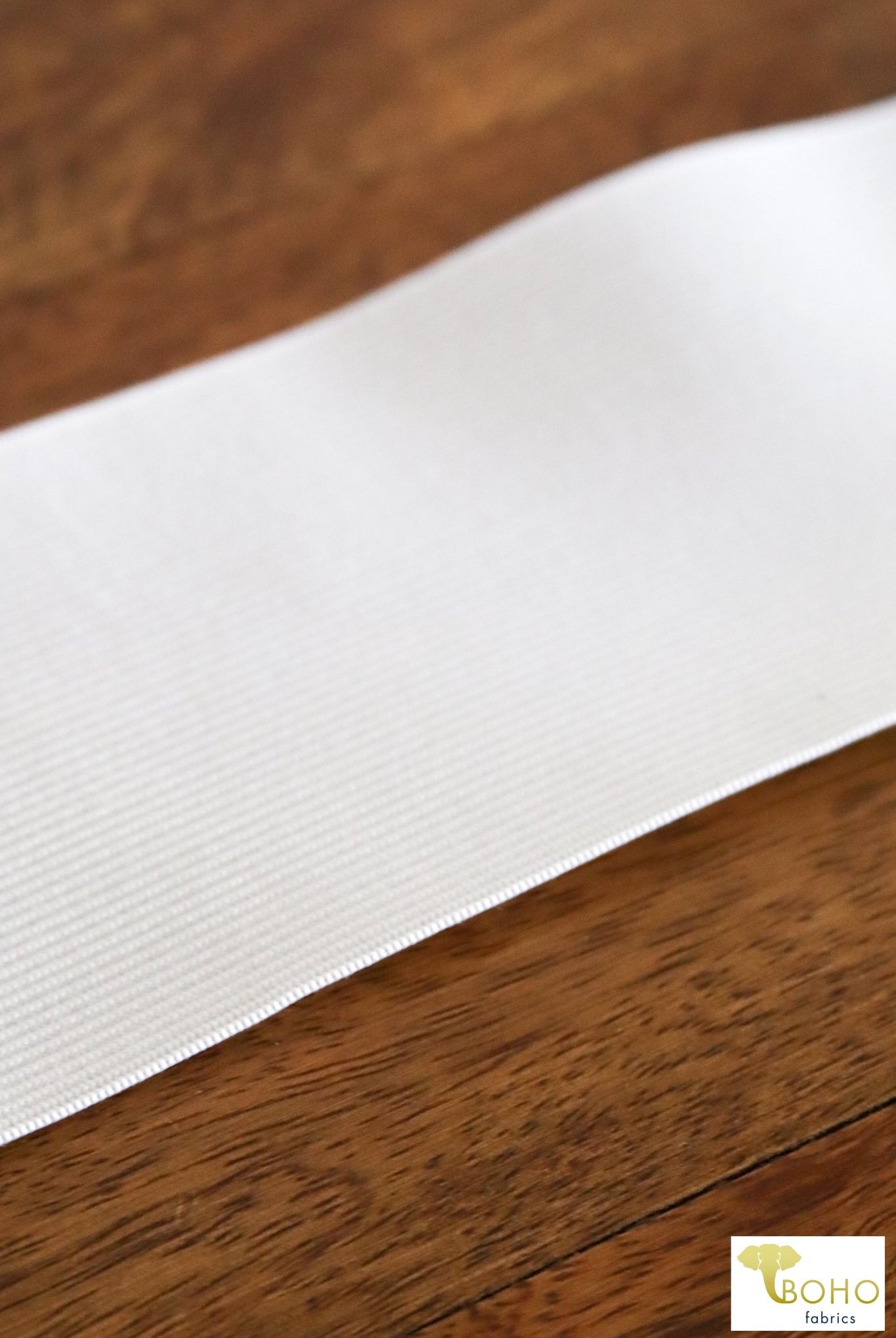 3" Wide White Knitted Elastic - Boho Fabrics