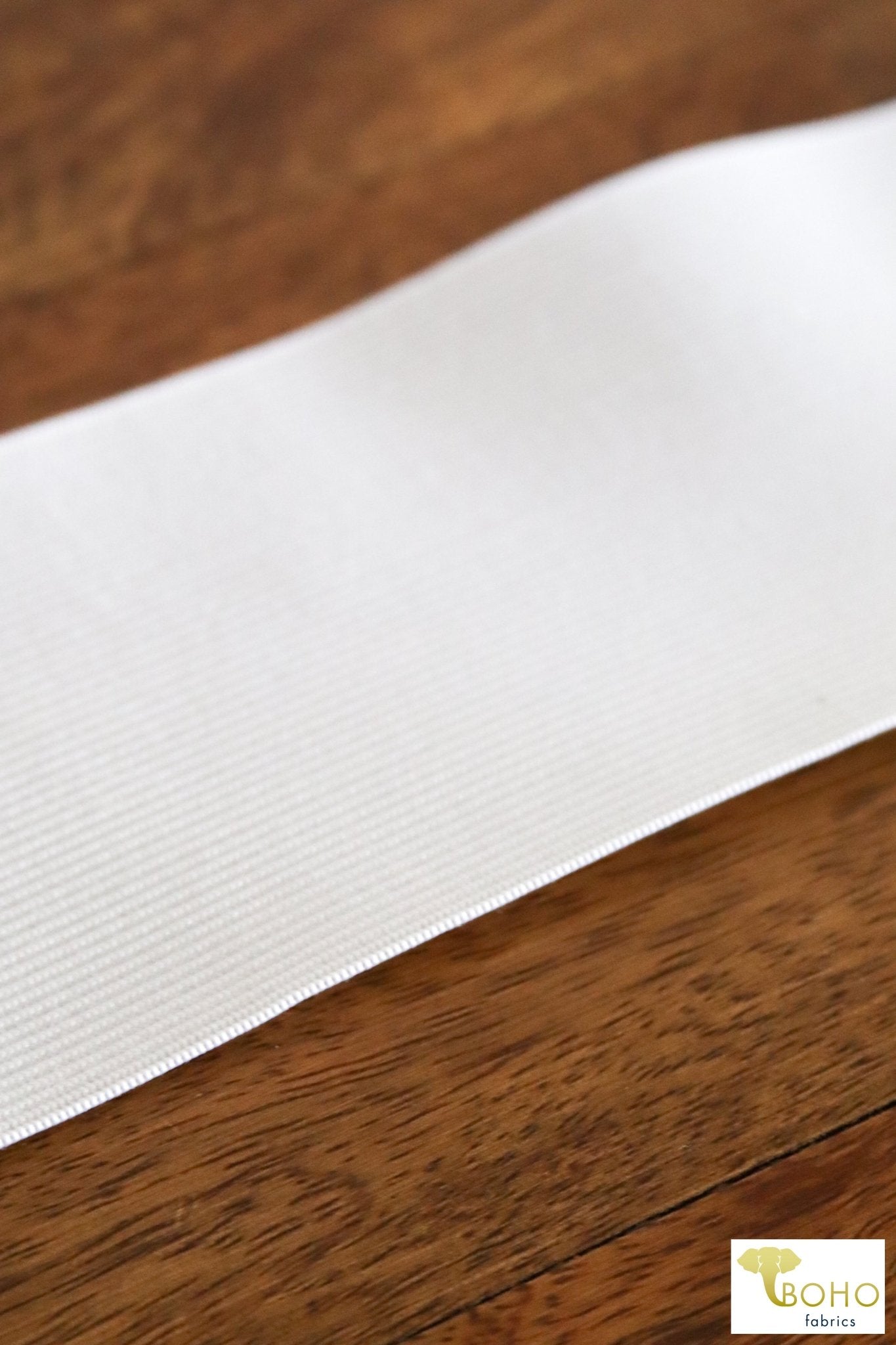 3" Wide White Knitted Elastic - Boho Fabrics