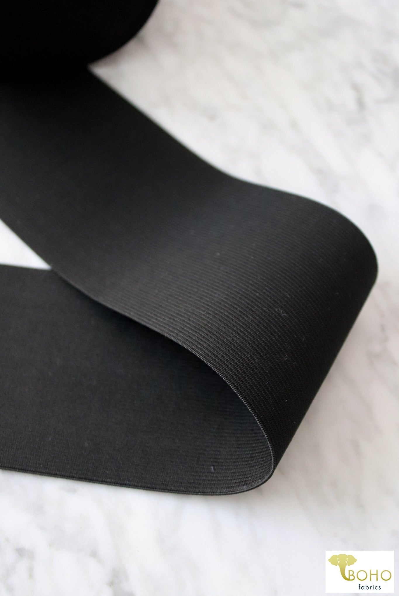 3.5" Wide, Black Knitted Elastic - Boho Fabrics