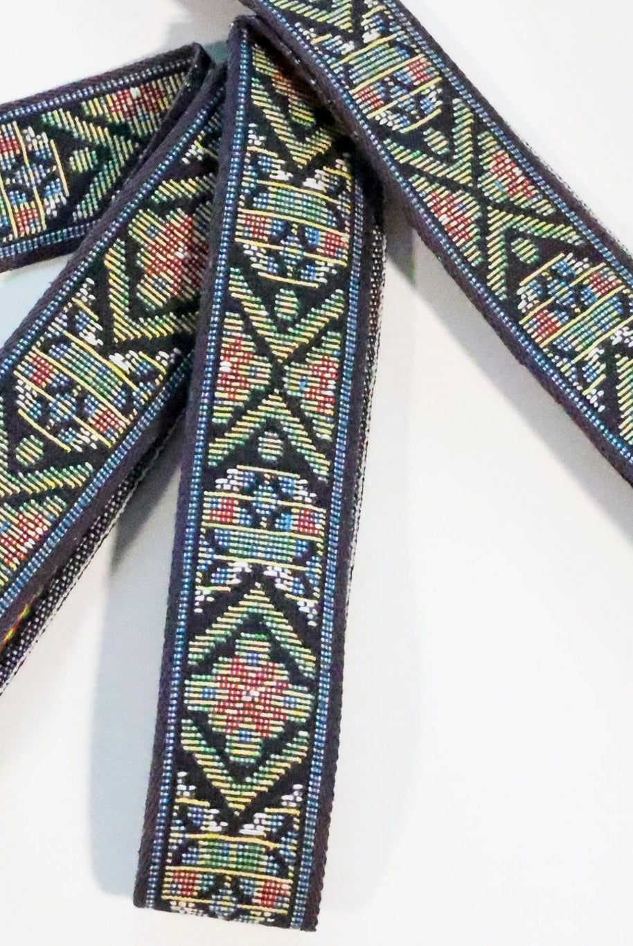 36 Yard Roll - Tapestry in Muted Black 2, 1 1/8" Vintage Jacquard Woven Trim (Webbing),TRIM - 043 - Boho Fabrics - Trims