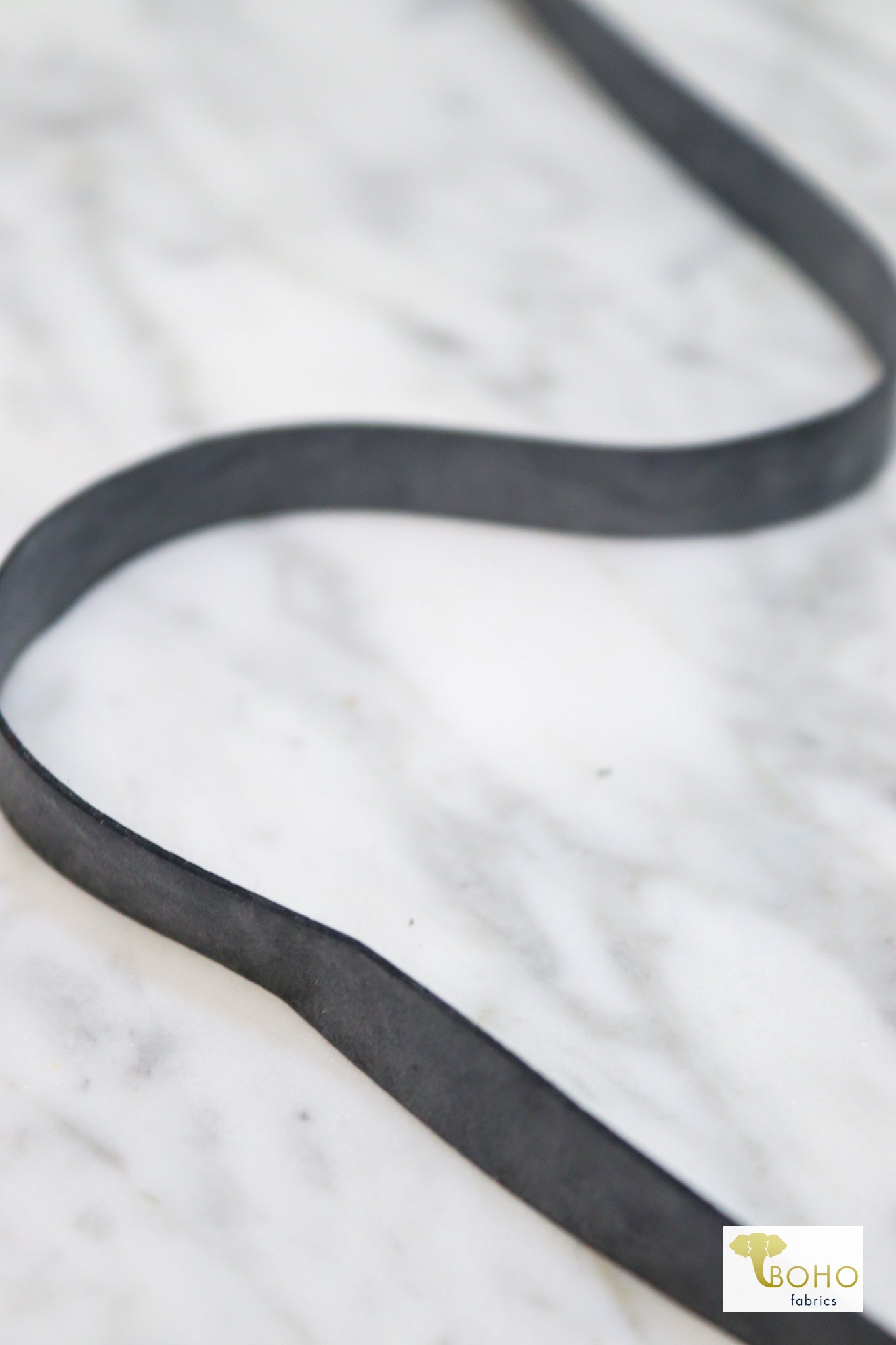 3/8" Black/Gray Rubber Elastic (Commonly Used for Swimwear). Sold in packs of 3, 5, & 10 Yards. - Boho Fabrics