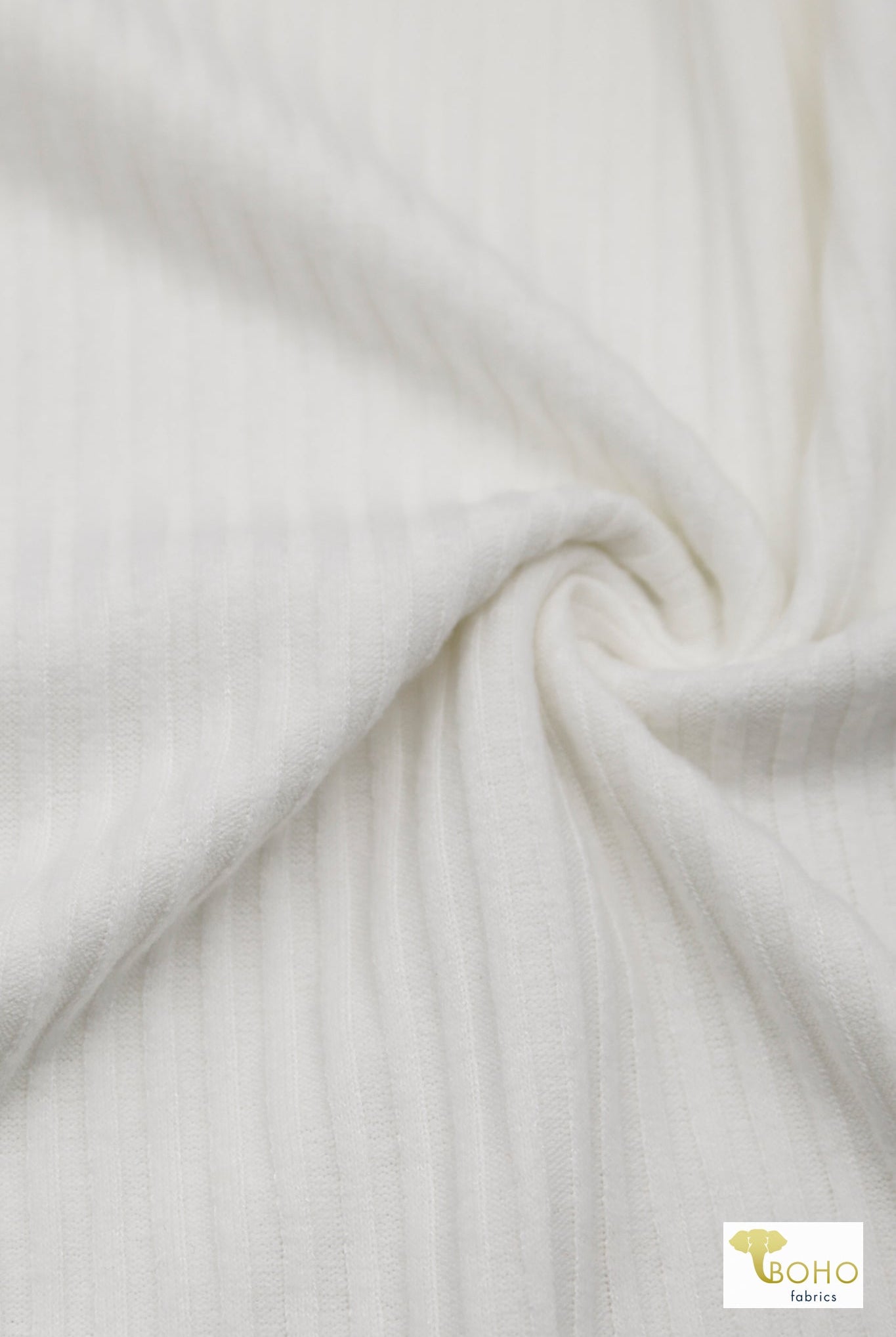 4x3, White Brushed Rib Knit Fabric - Boho Fabrics - Rib Solid, Knit Fabric