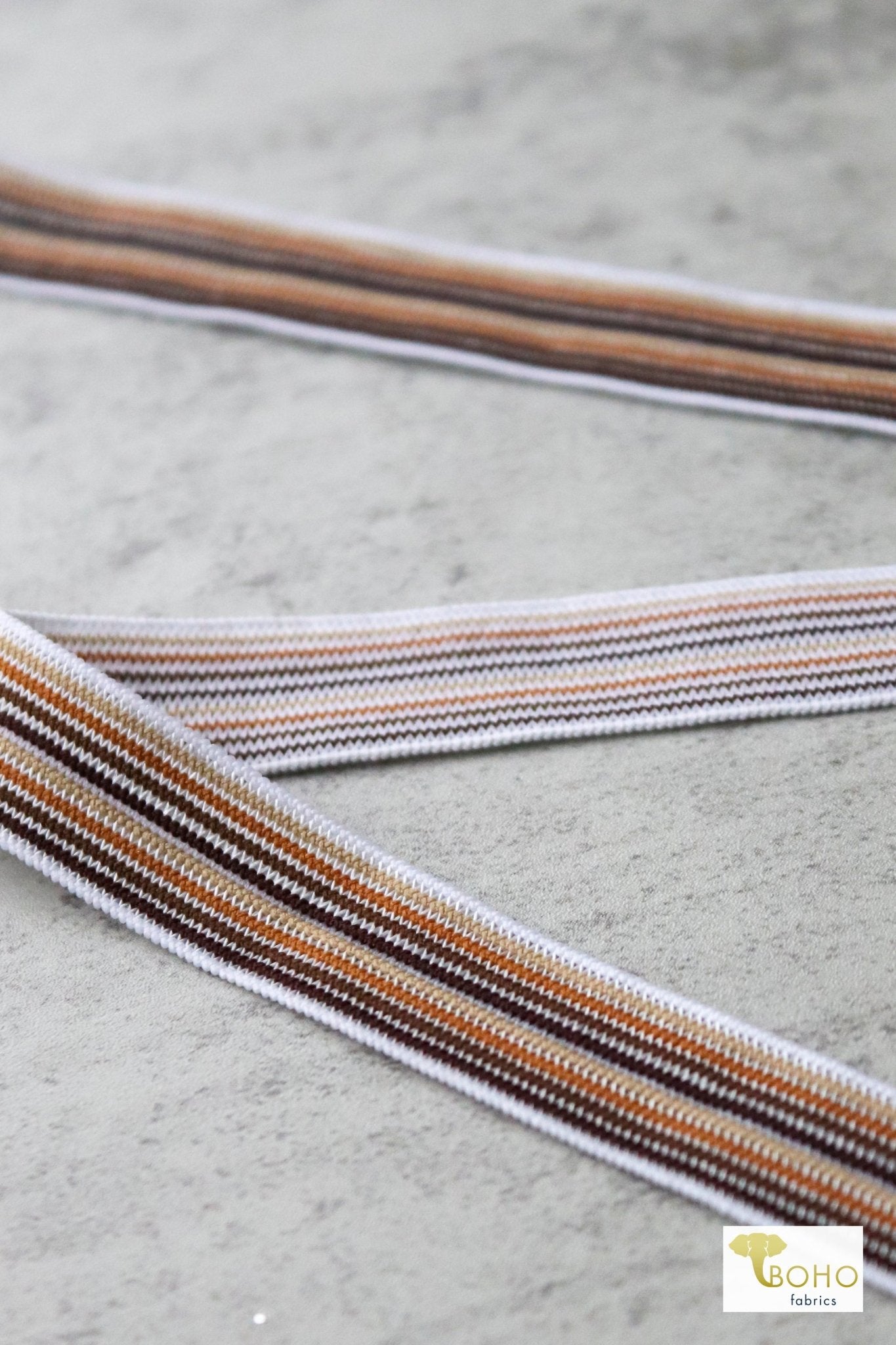 5/8" Retro Stripe, Fold Over Elastic. SOLD PER PACKAGE OF 3 YARDS. - Boho Fabrics