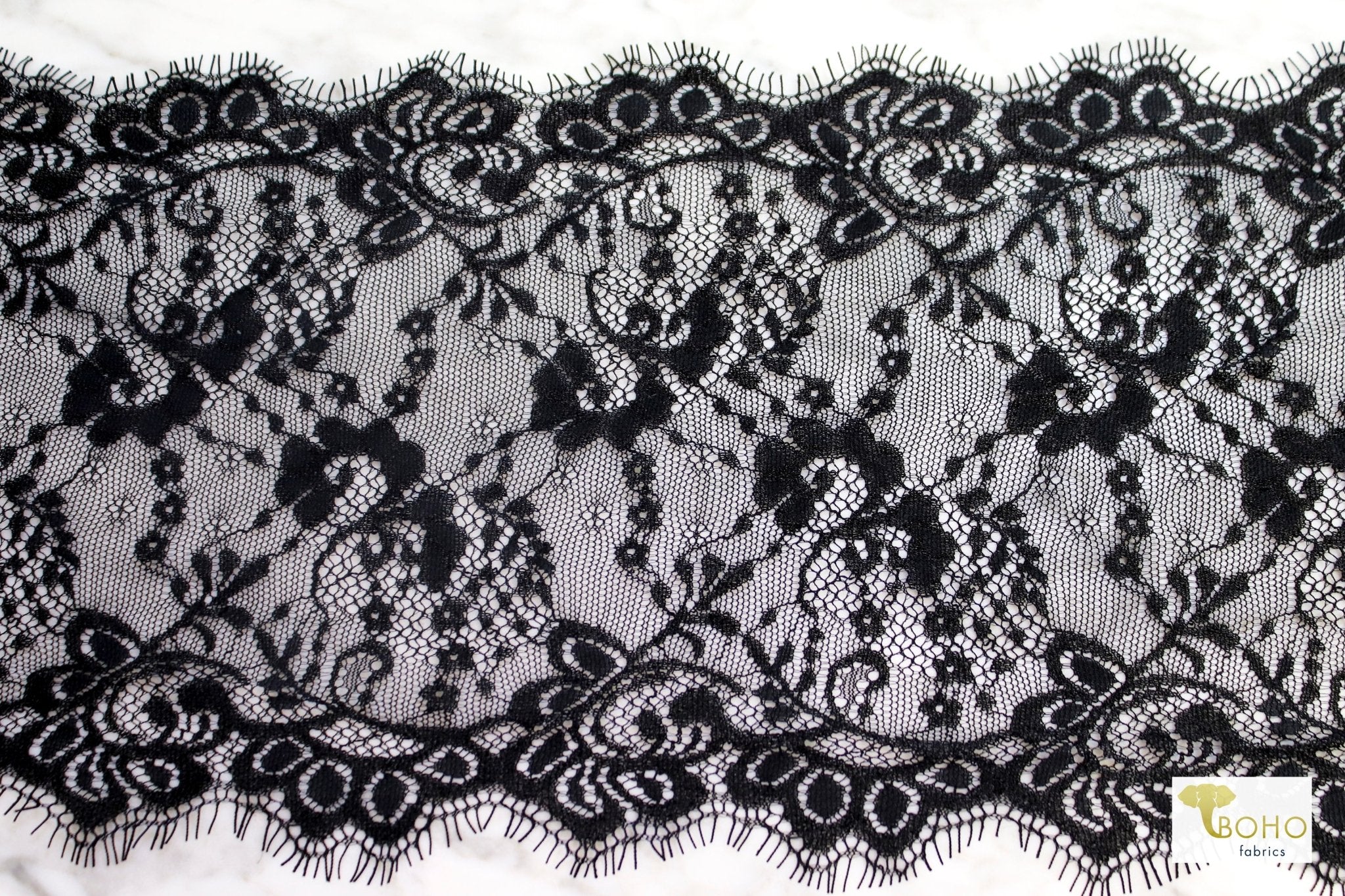 7.25" Parisian Florals, Woven Lace Trim SOLD PER PACKAGE OF 3 YARDS. - Boho Fabrics