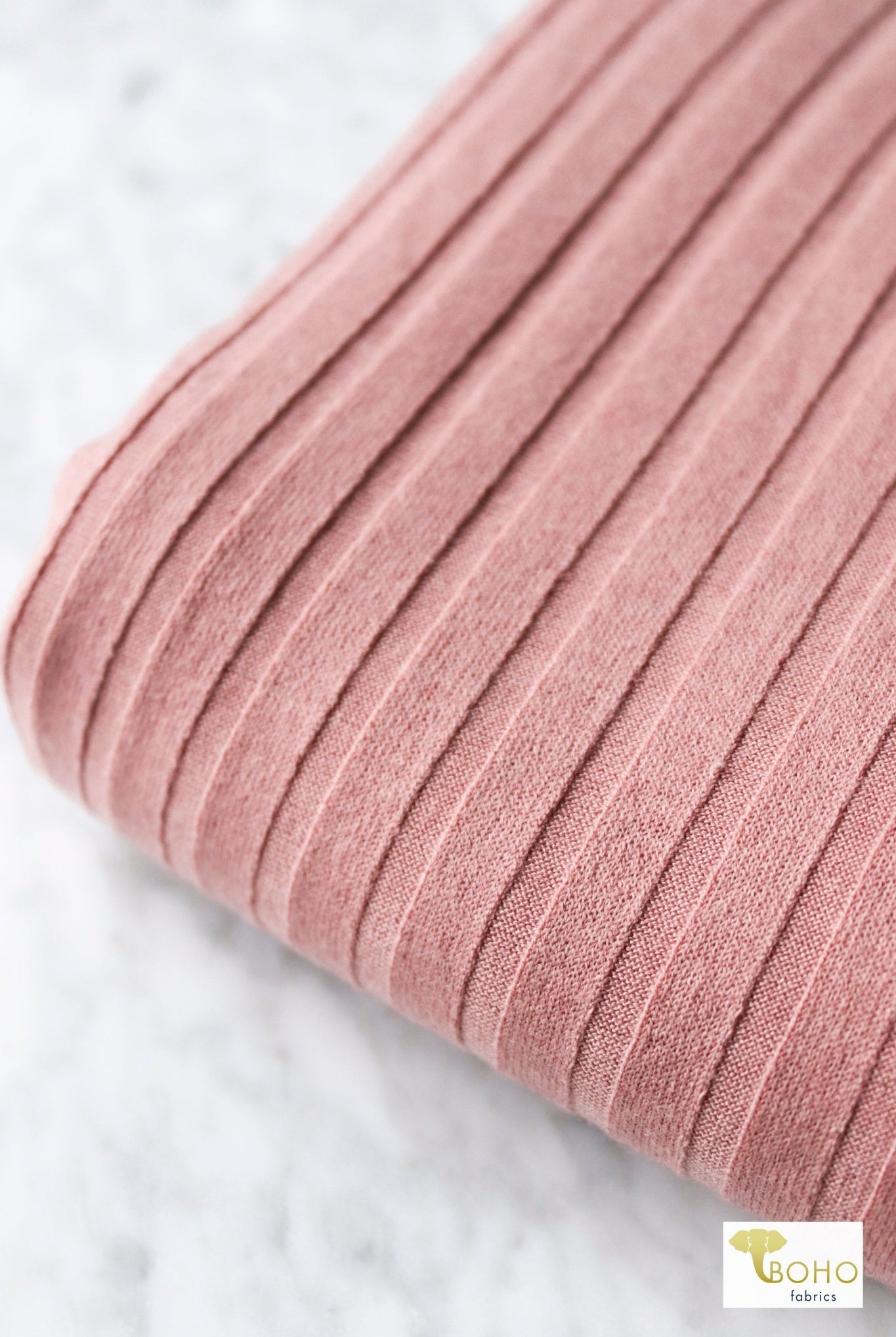 8x4, Tea Rose Wide, Rib Knit Fabric - Boho Fabrics