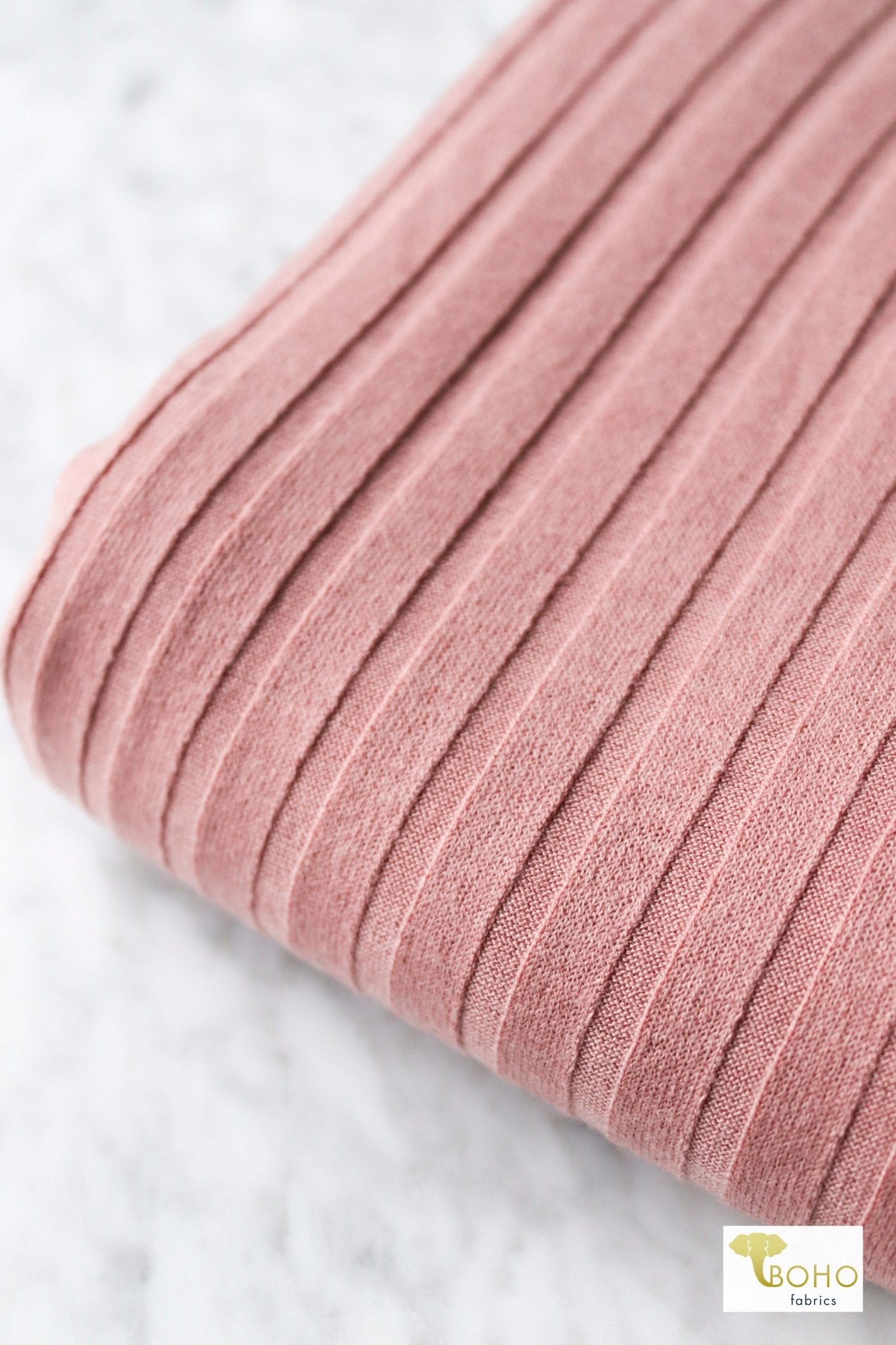 8x4, Tea Rose Wide, Rib Knit Fabric - Boho Fabrics