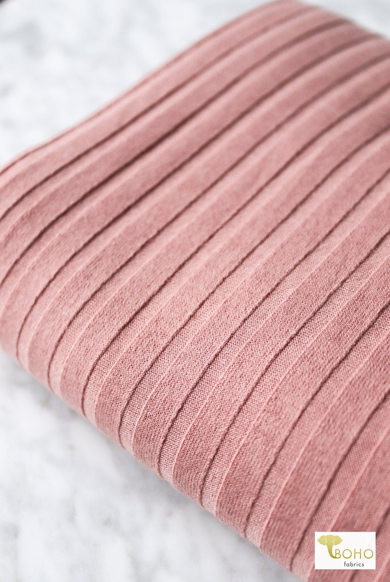 8x4, Tea Rose Wide, Rib Knit Fabric - Boho Fabrics