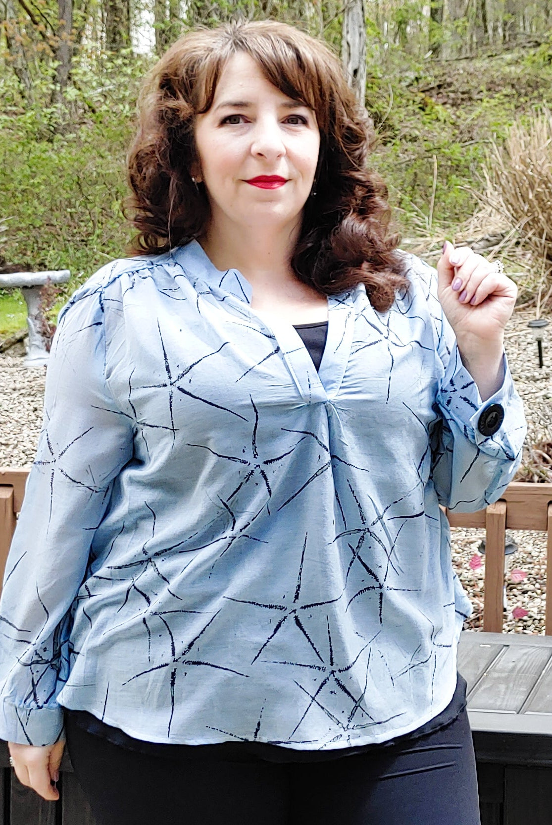 Abstract Metallic Starfish on Dusty Blue. Cotton Voile Woven. WV-107 - Boho Fabrics