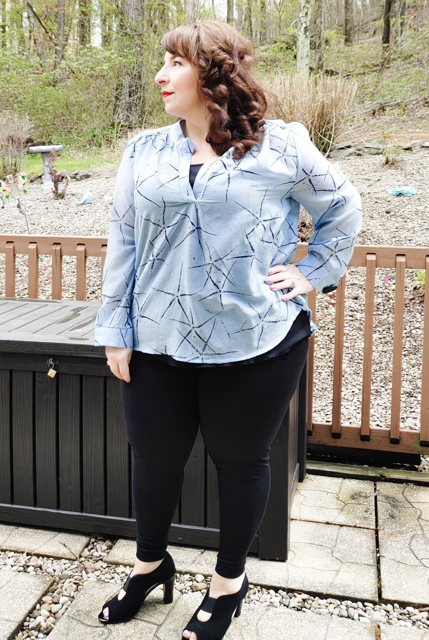 Abstract Metallic Starfish on Dusty Blue. Cotton Voile Woven. WV-107 - Boho Fabrics