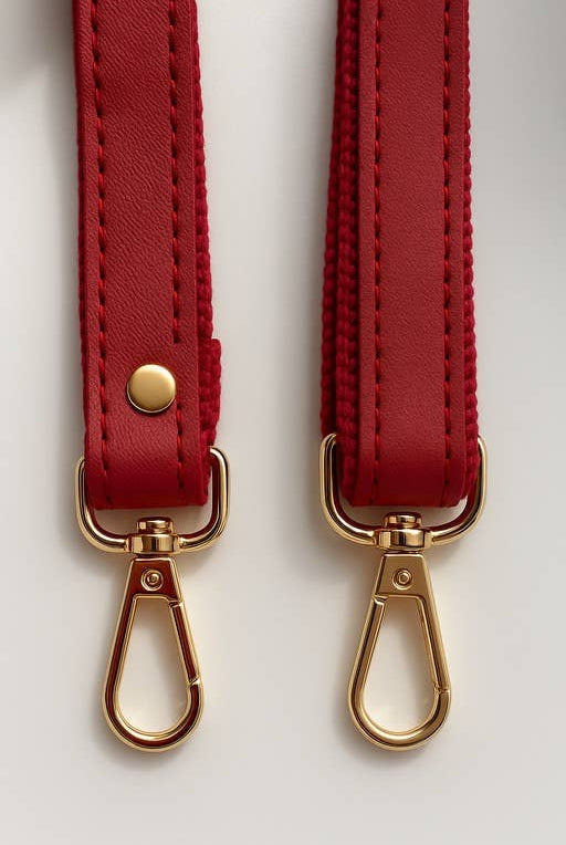 Adjustable Crossbody Strap in Red - Boho Fabrics - Bag Hardware