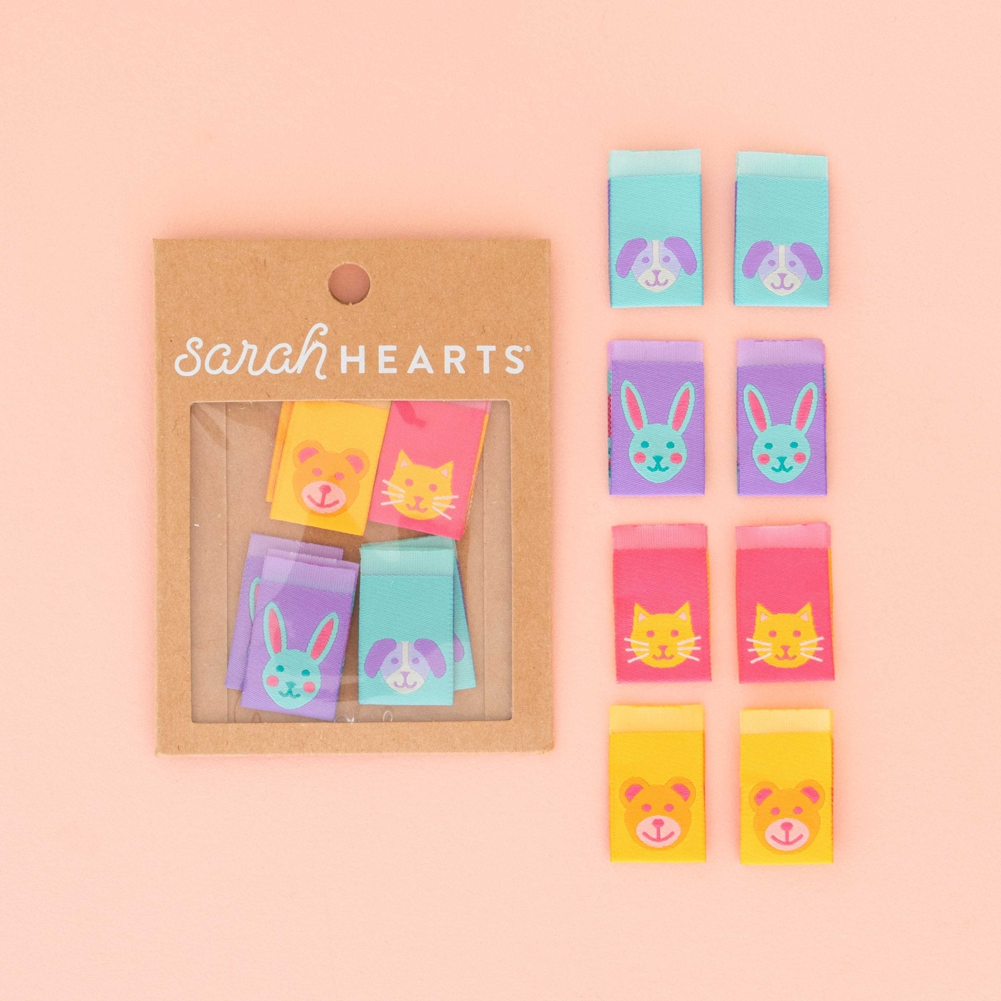 Animal Friends - Woven Sewing Clothing Label Tags - Boho Fabrics -