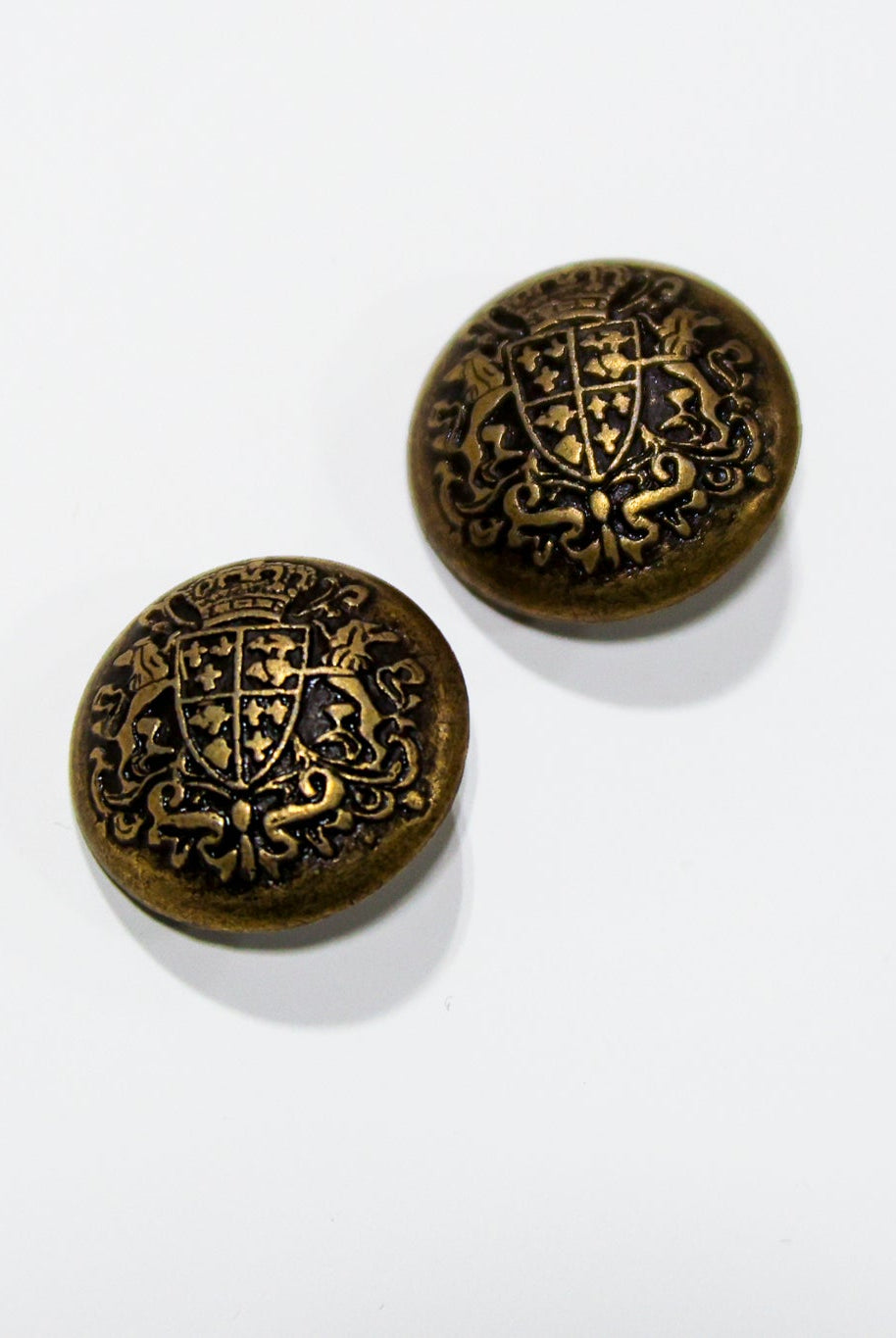 Antique Gold Blazer Metal Shank Buttons. 24L (15mm / 5/8"), 28L (18mm / 11/16"), 34L (21mm / 7/8") - Boho Fabrics - Buttons & Snaps