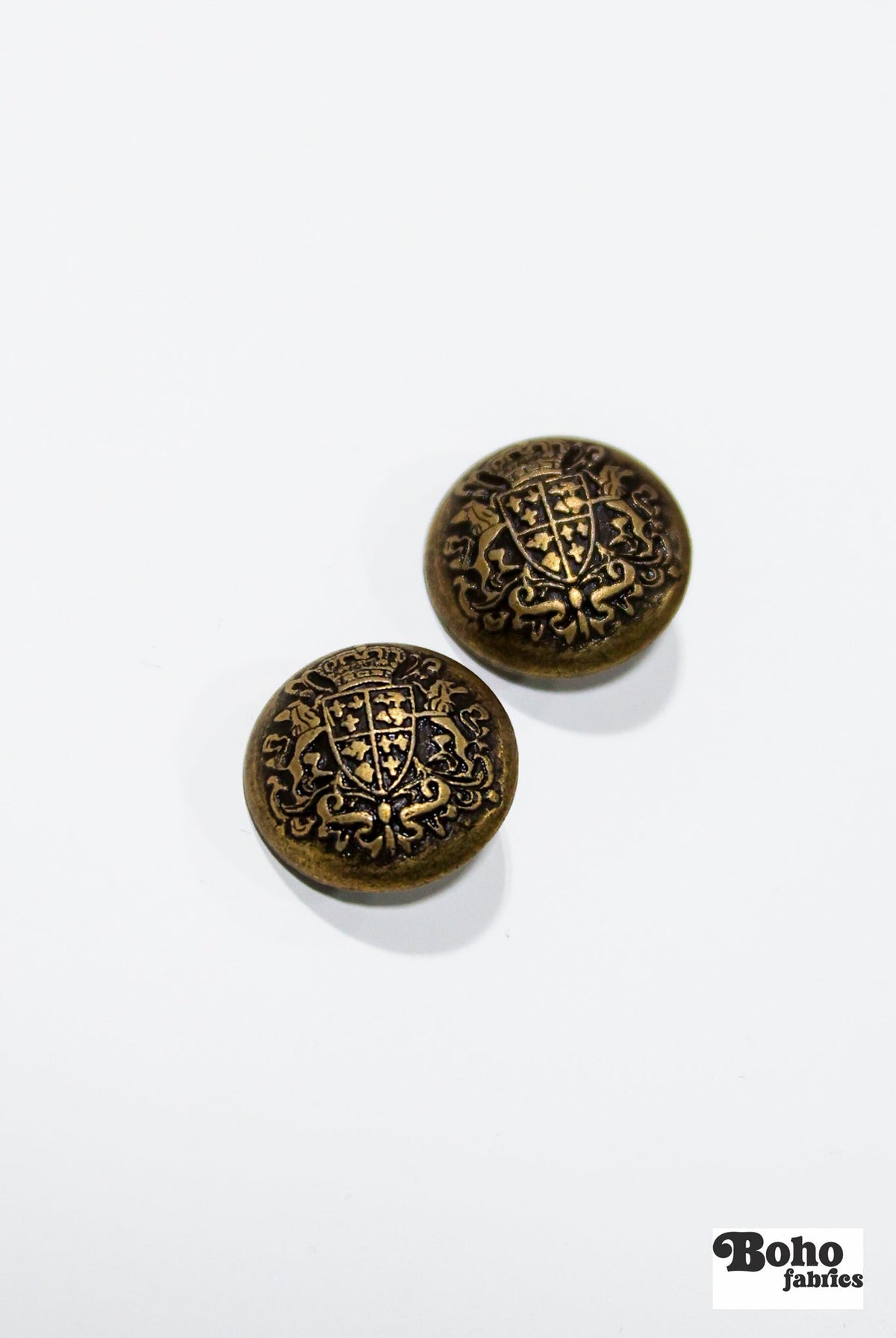 Antique Gold Blazer Metal Shank Buttons. 24L (15mm / 5/8"), 28L (18mm / 11/16"), 34L (21mm / 7/8") - Boho Fabrics - Buttons & Snaps