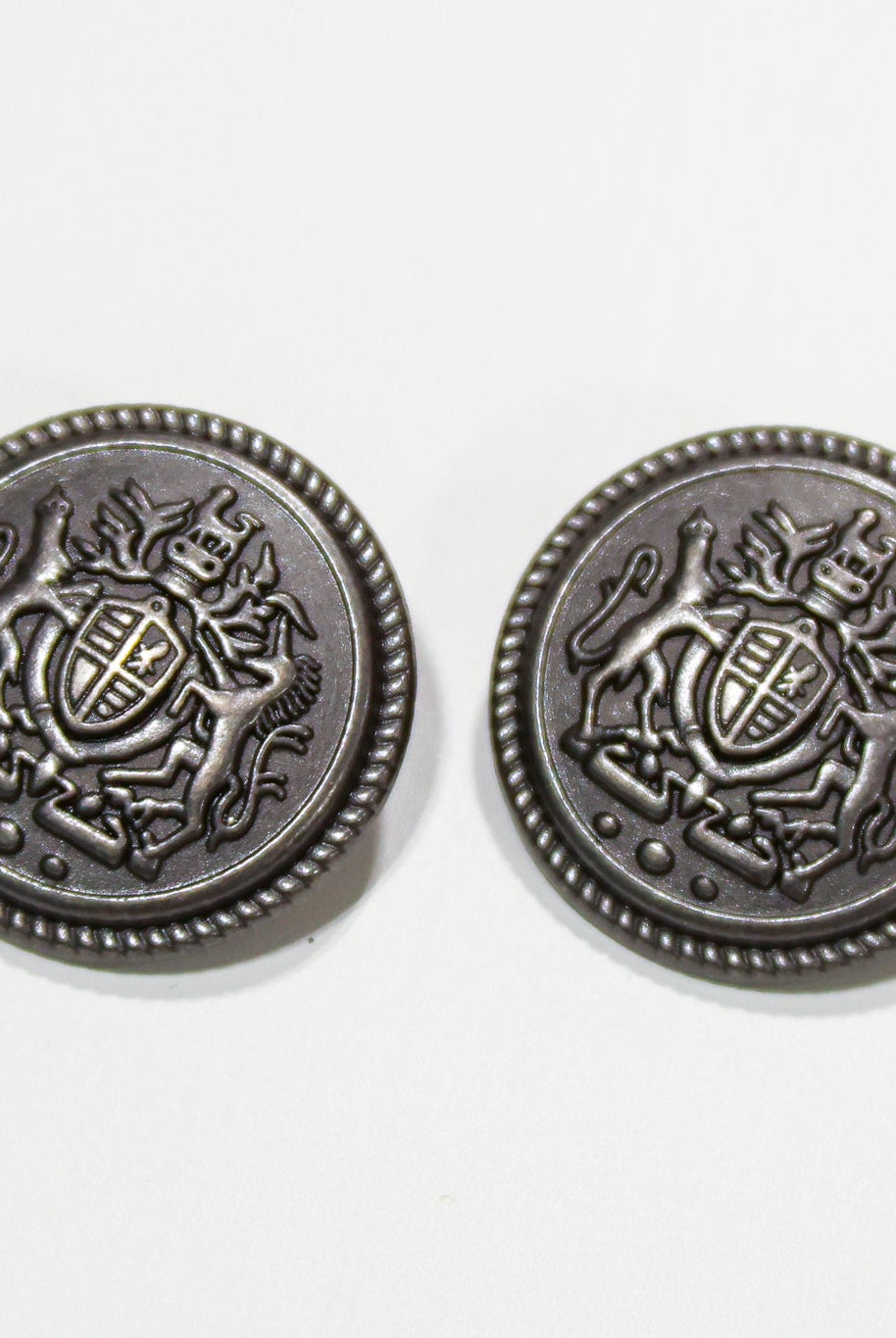 Antique Silver Blazer Metal Shank Buttons. 28L (18mm / 11/16"), 44L (28mm / 1 1/8") - Boho Fabrics - Buttons & Snaps