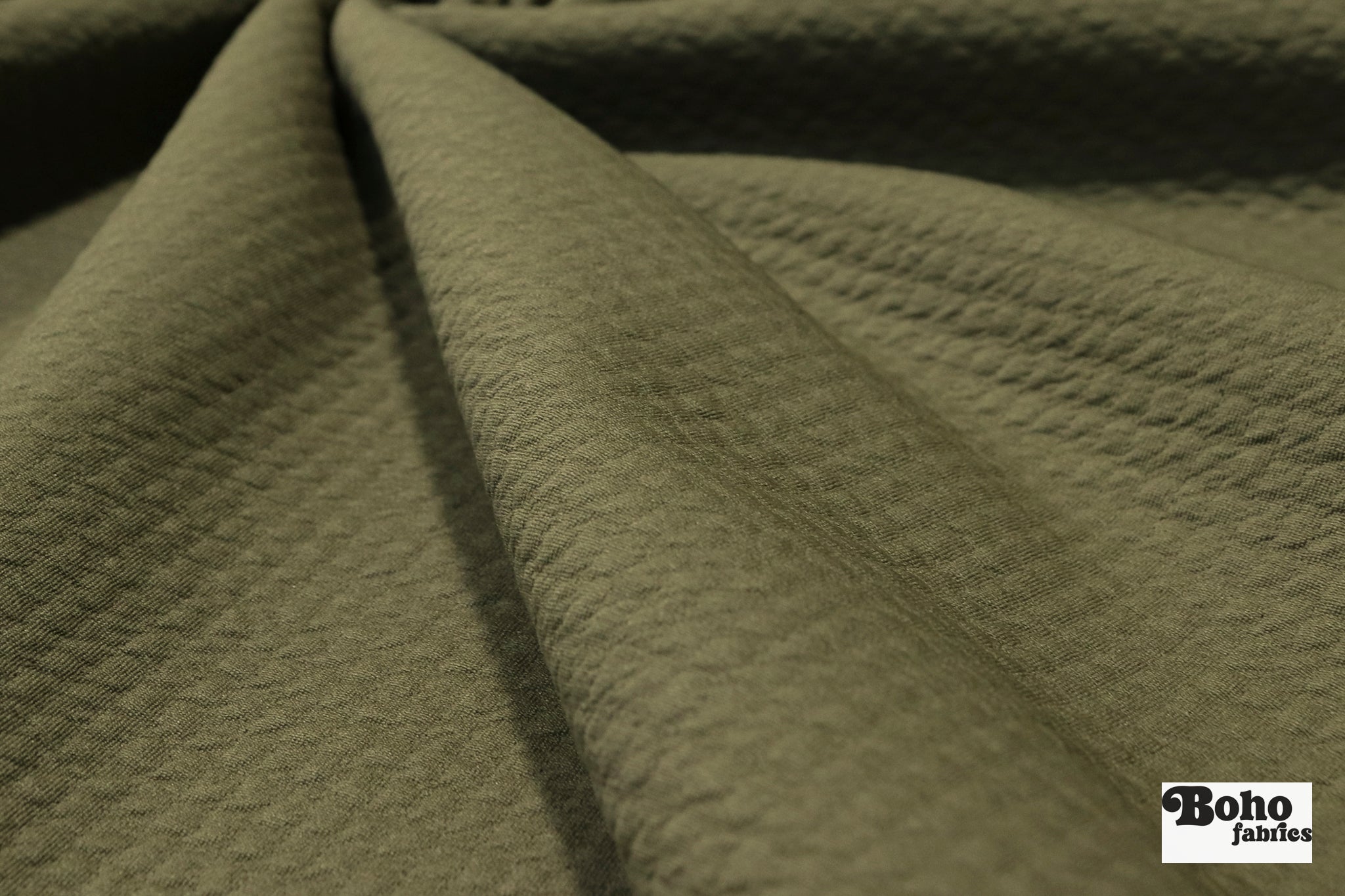 Army Olive, Polartec Power Air. Insulating Eco - Friendly, Performance Knit Fabric *2nds* - Boho Fabrics - Performance Fabrics