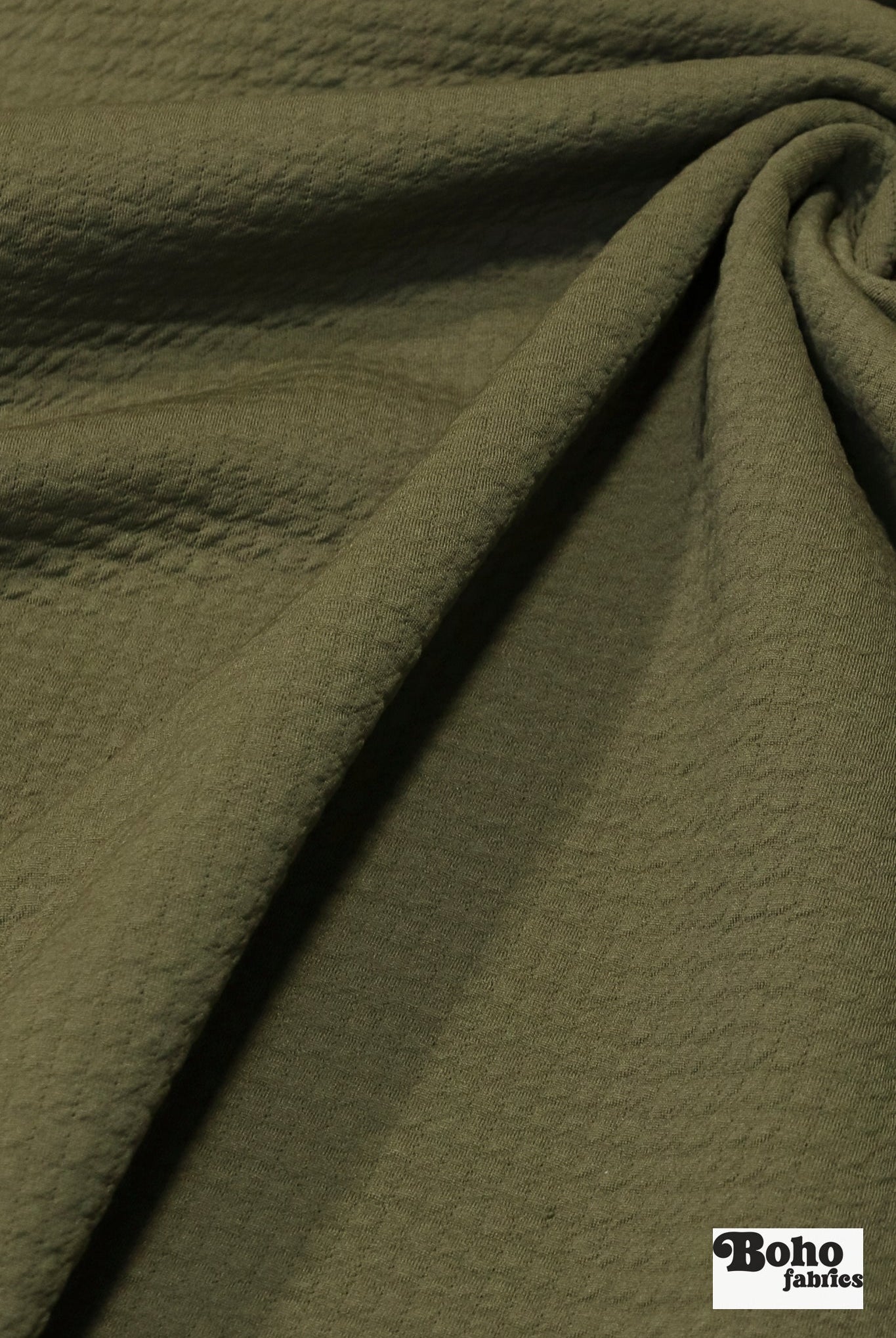 Army Olive, Polartec Power Air. Insulating Eco - Friendly, Performance Knit Fabric *2nds* - Boho Fabrics - Performance Fabrics
