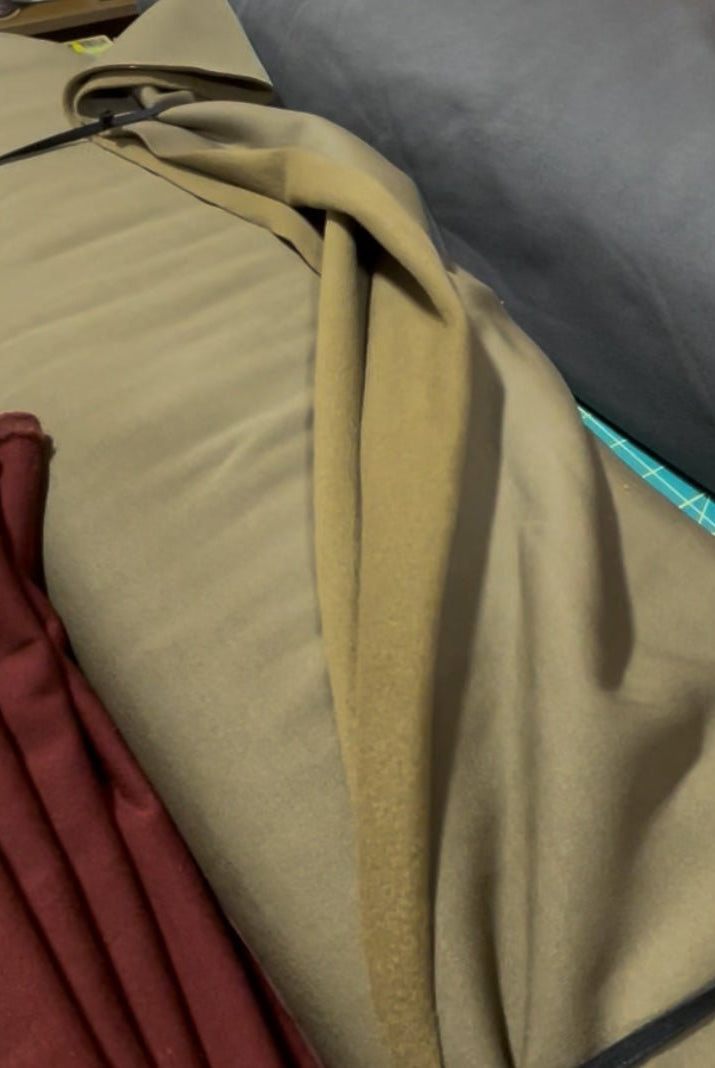 Army Olive, Power Stretch Pro Fleece - Backed Performance Fabric. 2nds - Boho Fabrics - Performance Fabrics