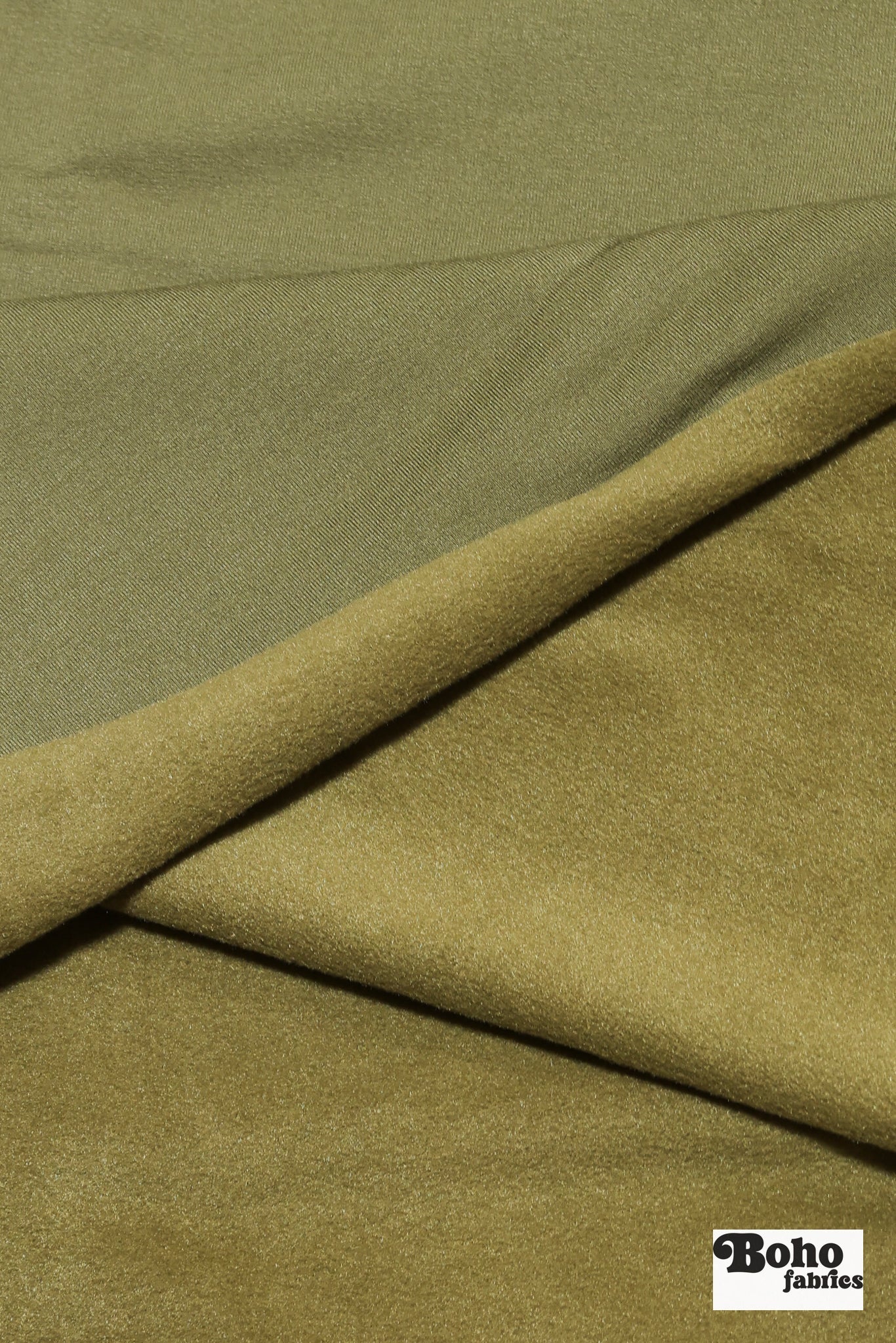 Army Olive, Power Stretch Pro Fleece-Backed Performance Fabric. 2nds - Boho Fabrics - Performance Fabrics