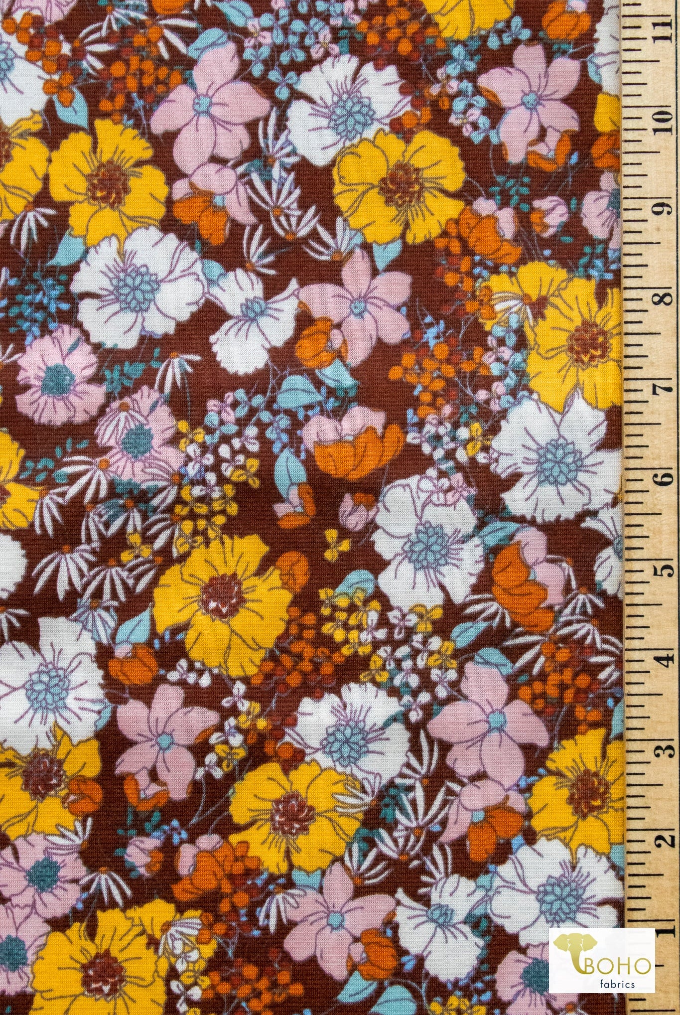 Autumn Florals, Ponte Knit Fabric - Boho Fabrics - Ponte Print, Knit Fabric