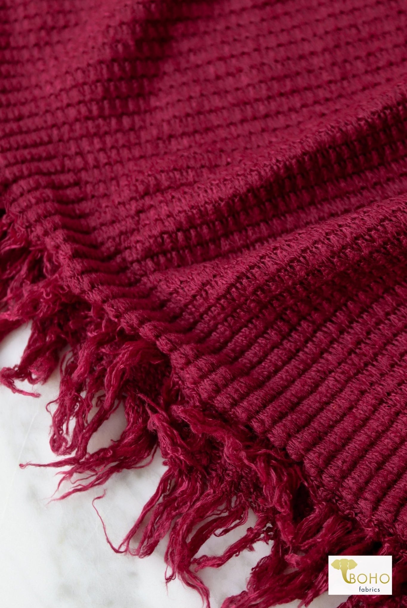 Beet Red, Cotton Waffle Knit - Boho Fabrics