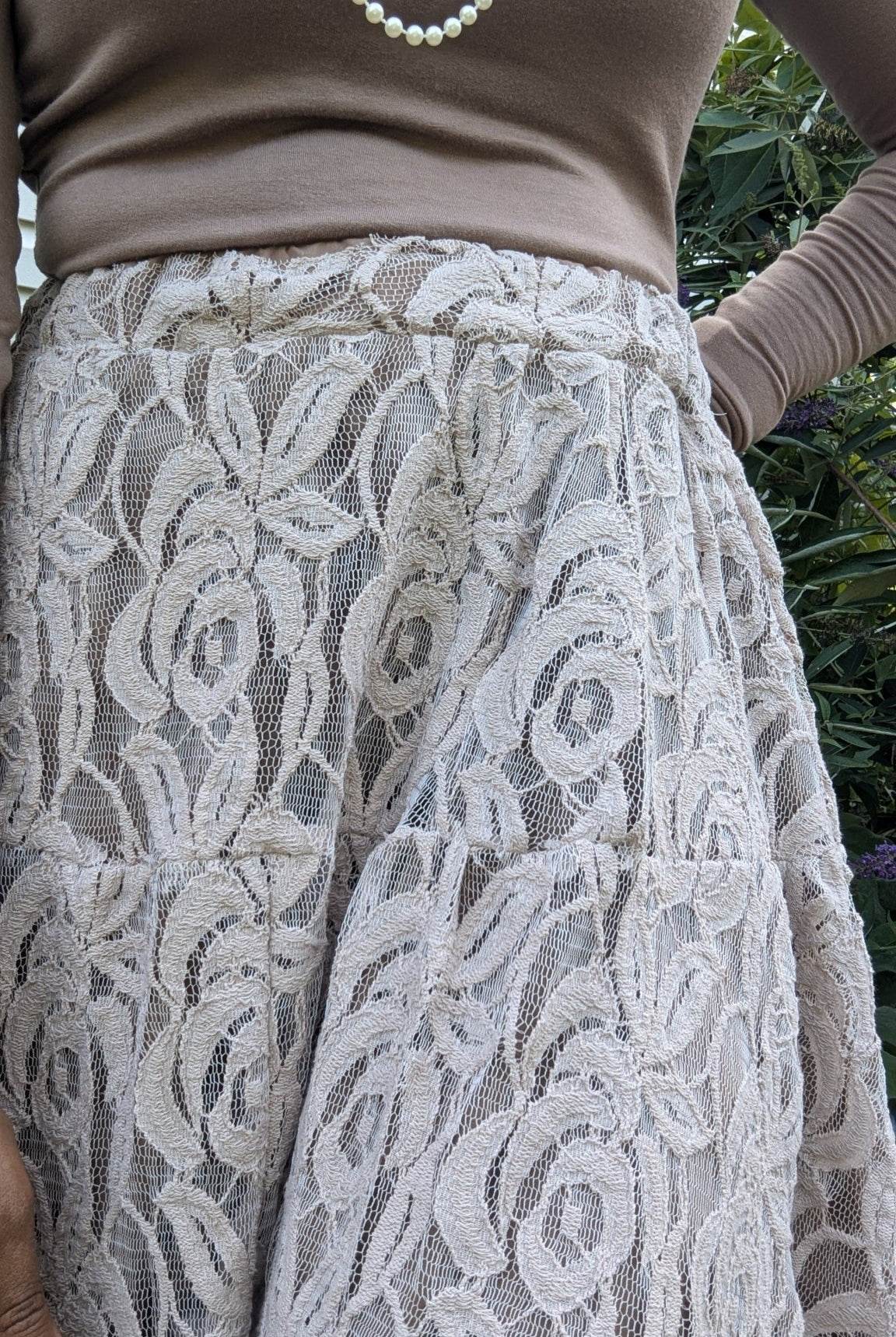 Beige Florals, Woven Cotton Lace - Boho Fabrics - Lace, Woven
