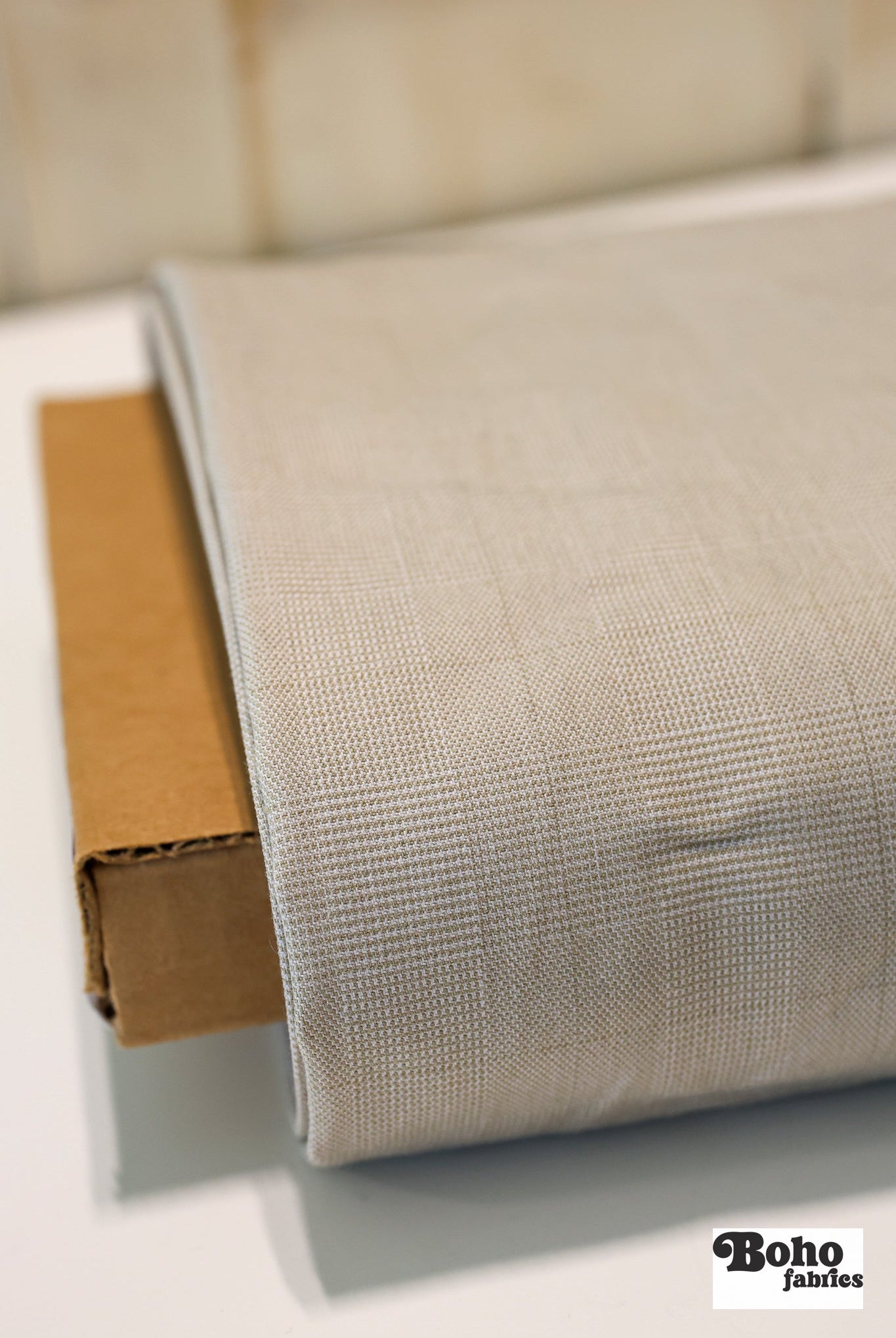 Beige Plaid, Stretch Woven Fabric - Boho Fabrics - Suiting, Woven Fabric?