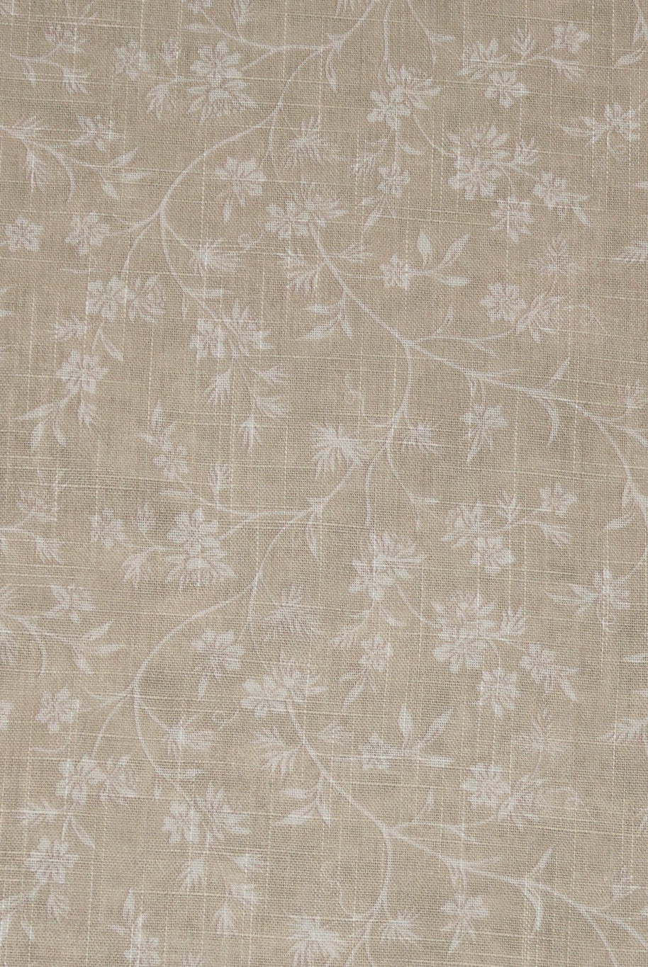 Beige & White Ditsy Floral Linen-Look Woven Fabric - Boho Fabrics - Home Dec. & Upholstery Fabric