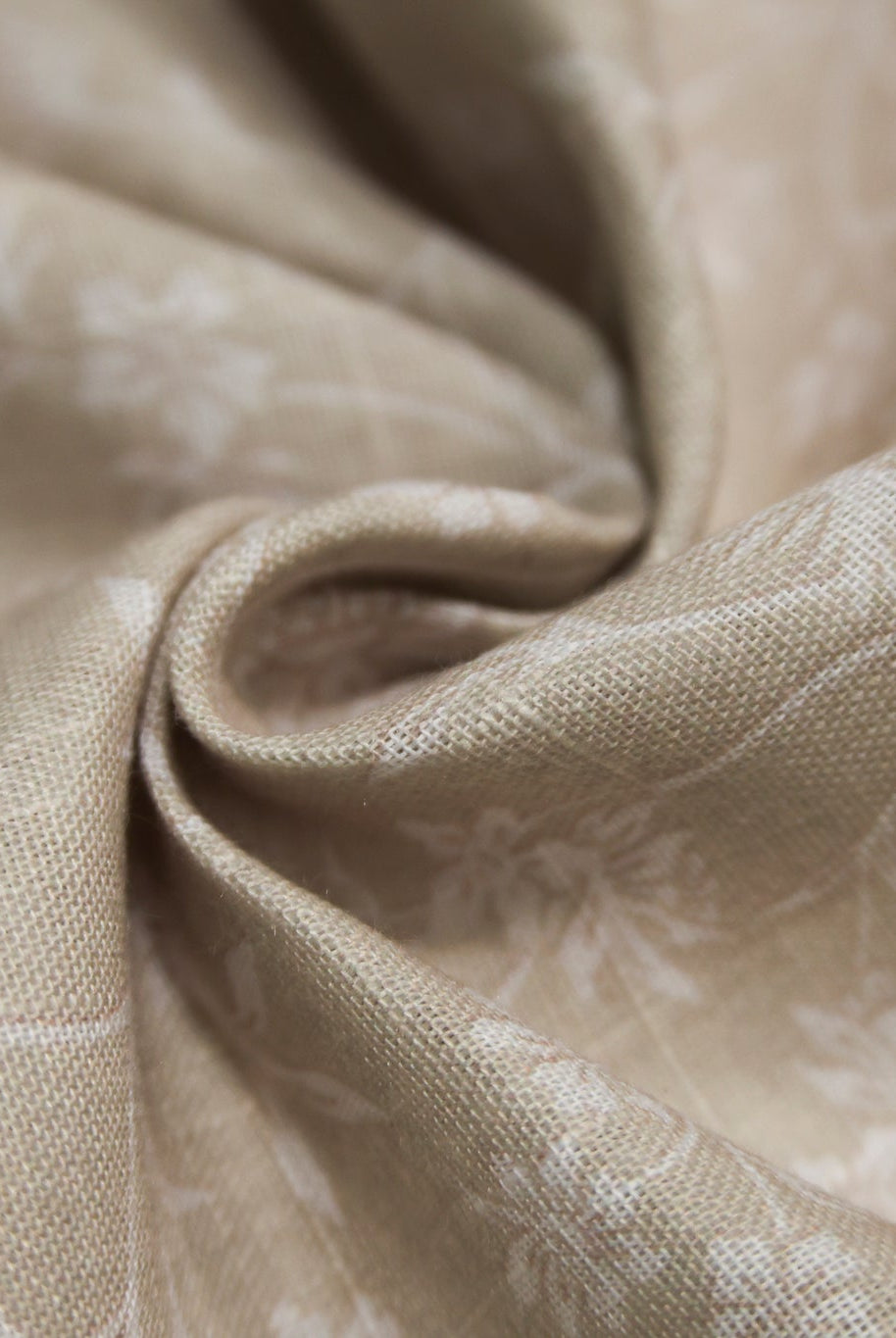 Beige & White Ditsy Floral Linen-Look Woven Fabric - Boho Fabrics - Home Dec. & Upholstery Fabric