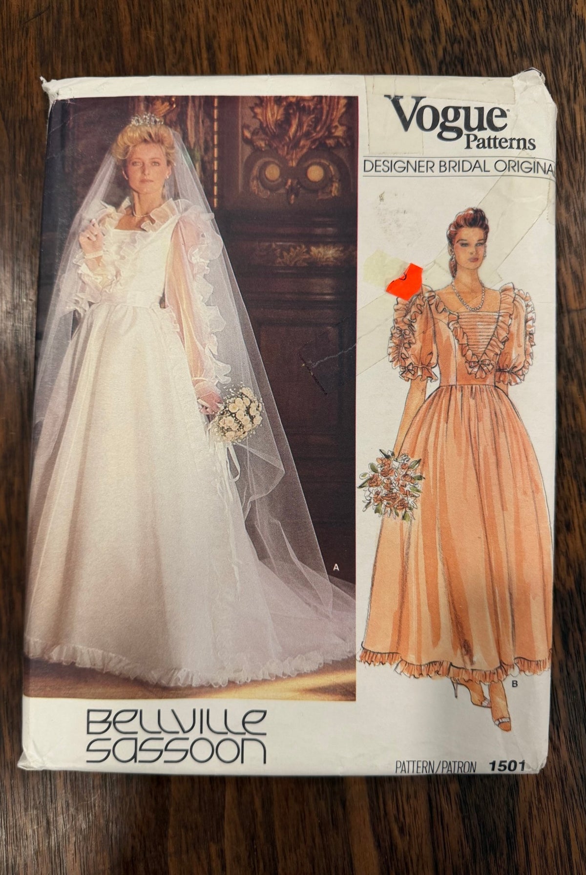 Bellville Sassoon | Vogue Bridal Original Sewing Pattern #1501 — Size 12, Vintage 1980s - Boho Fabrics - Sewing Patterns