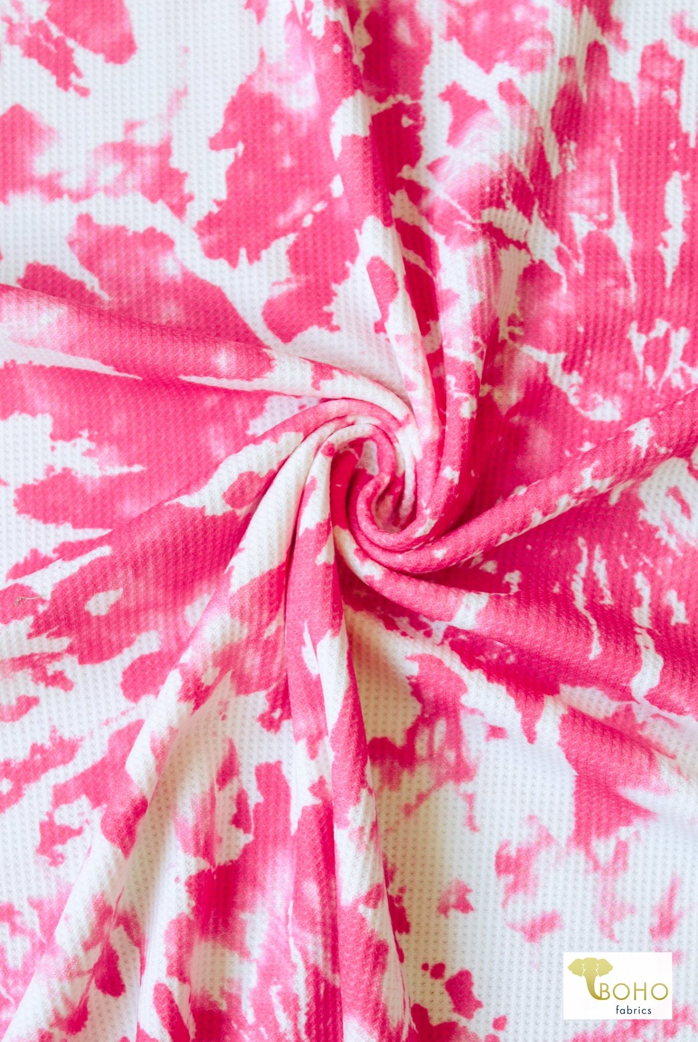 Berry Pink Tie Dye Thermal Knit. WAFF - Boho Fabrics