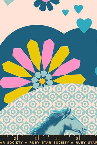 Best Day Ever Daydream in Teal by Melody Miller for Ruby Star Society - 100% Cotton Fabric - RS0103 14 - Boho Fabrics - Quilting Cotton, Woven