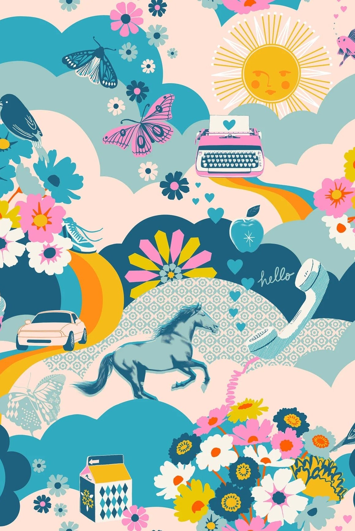 Best Day Ever Daydream in Teal by Melody Miller for Ruby Star Society - 100% Cotton Fabric - RS0103 14 - Boho Fabrics - Quilting Cotton, Woven