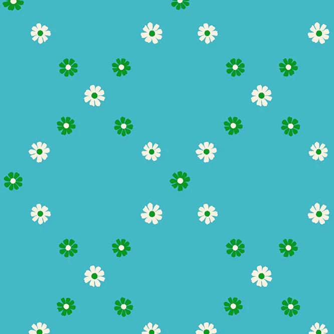 Best Day Ever Diamond Flowers in Dark Turquoise by Melody Miller for Ruby Star Society - 100% Cotton Fabric - RS0107 16 - Boho Fabrics - Quilting Cotton, Woven