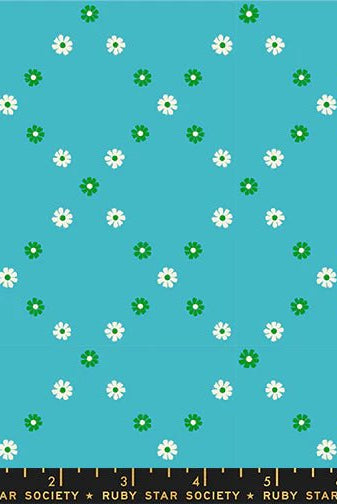 Best Day Ever Diamond Flowers in Dark Turquoise by Melody Miller for Ruby Star Society - 100% Cotton Fabric - RS0107 16 - Boho Fabrics - Quilting Cotton, Woven
